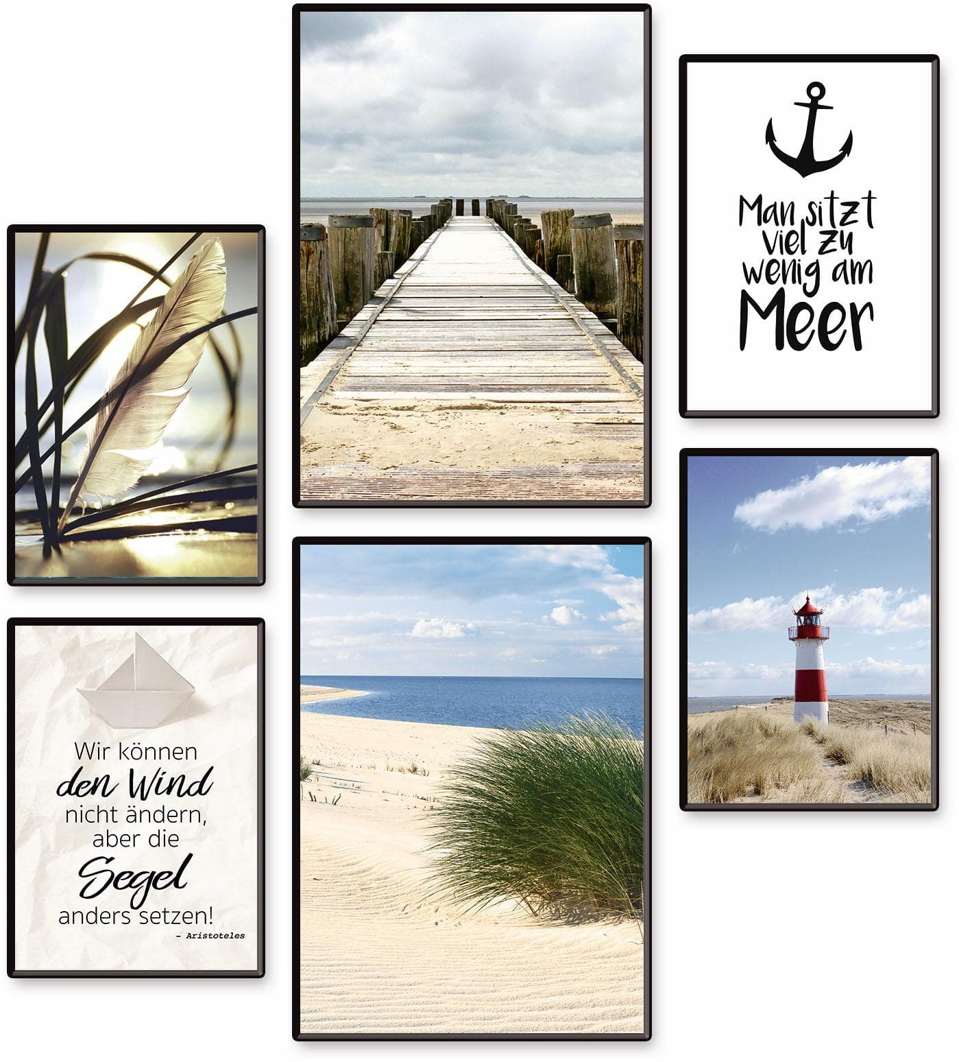 ARTLAND Poster Set 6tlg. Impressionen vom Meer Beige