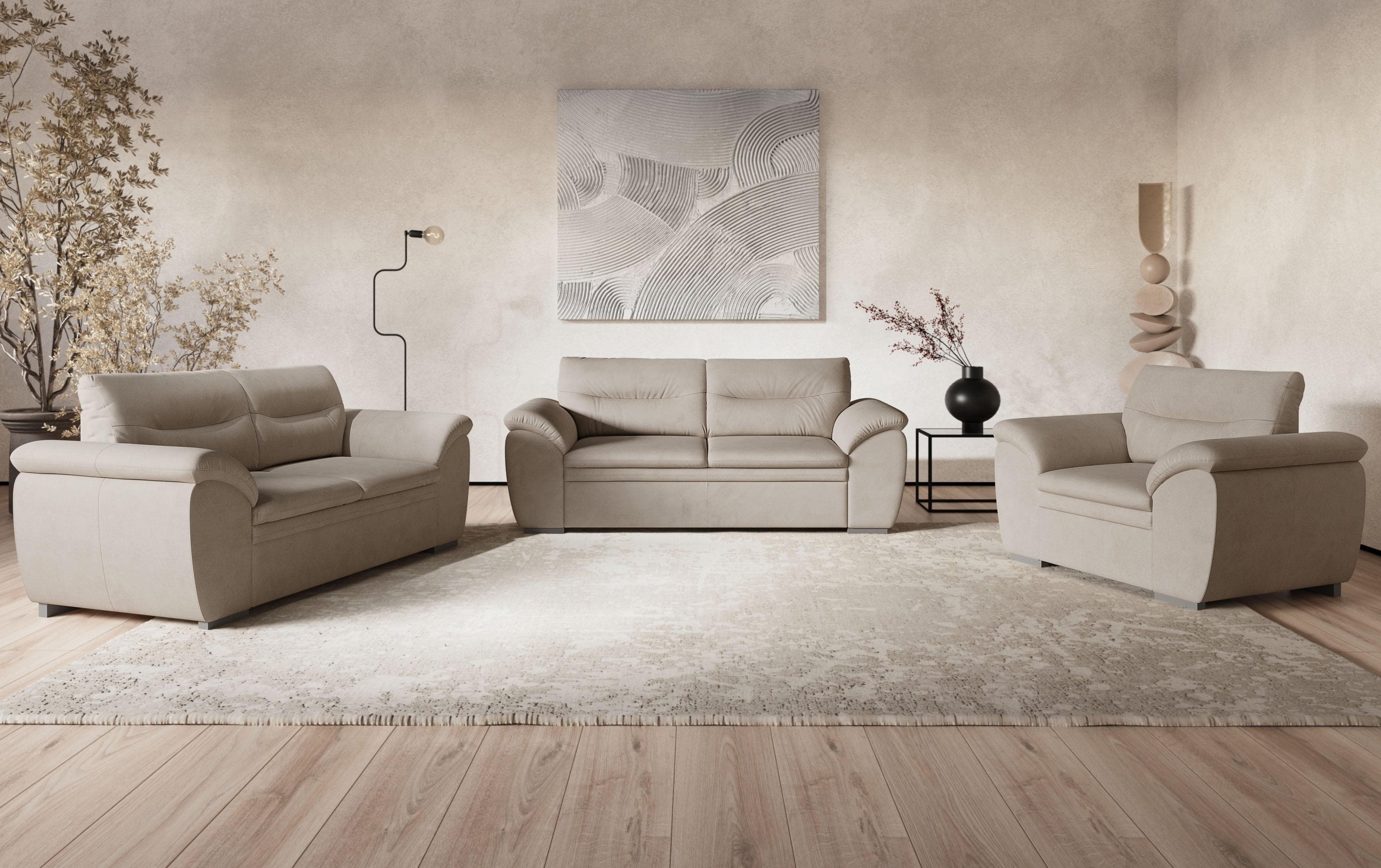 COTTA Polstergarnitur Leandra 4,5-Sitzer Beige Luxus-Microfaser