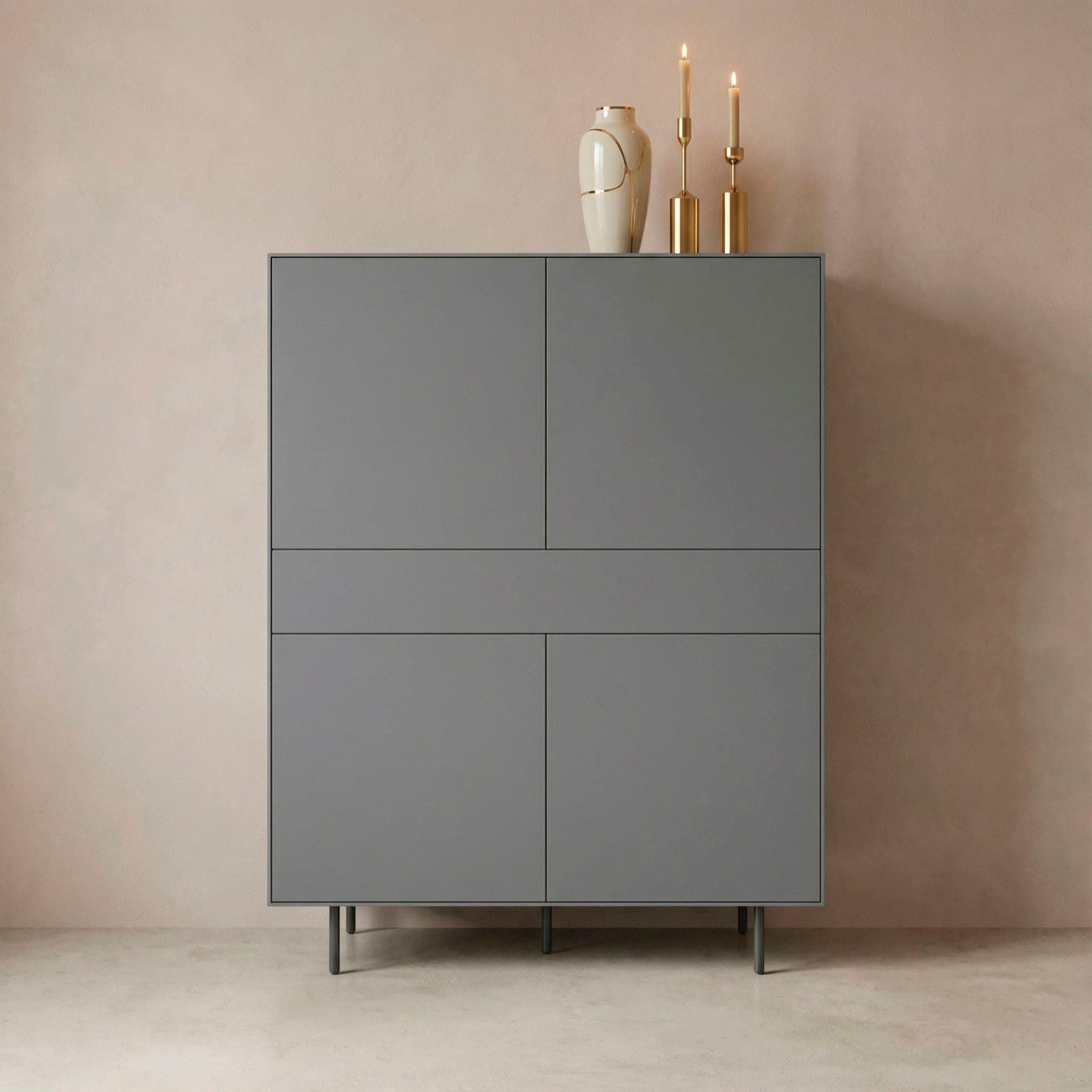 LeGer Home Highboard Essentials Graphit Push-to-open