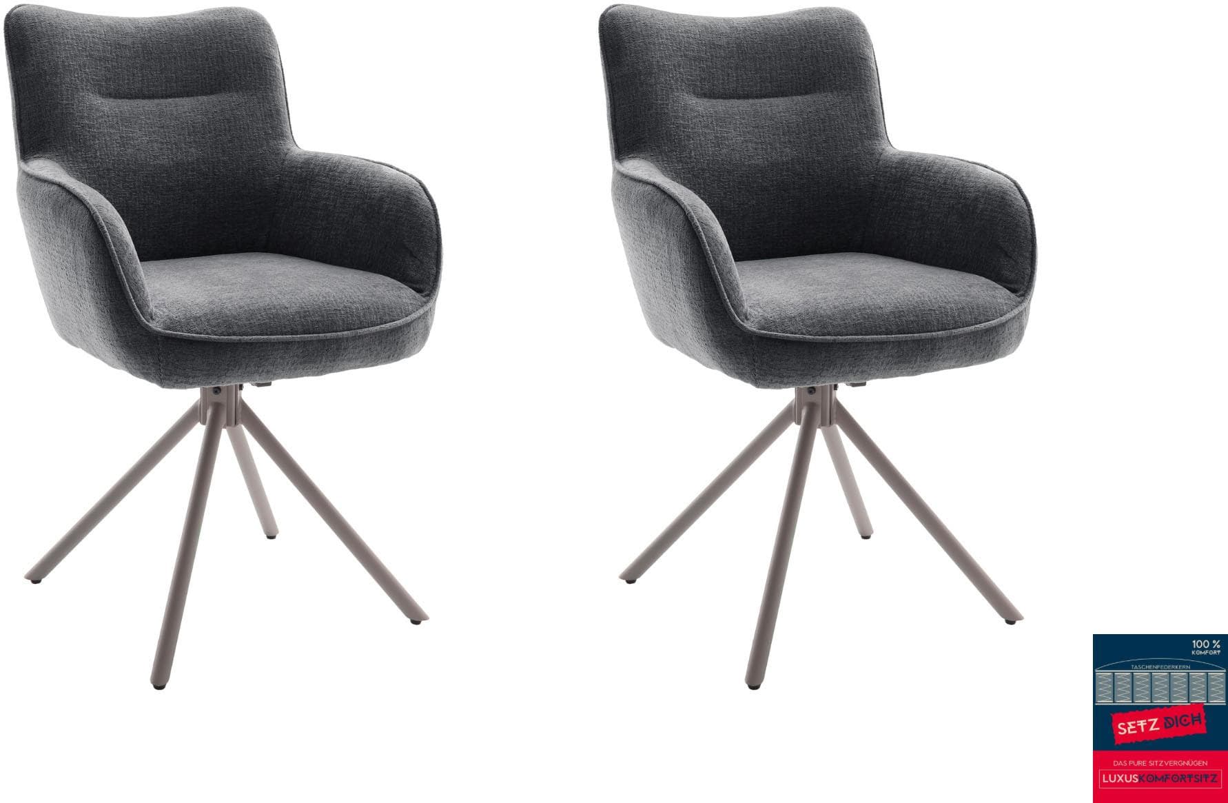MCA Furniture Esszimmerstuhl 2er Set anthrazit taupe drehbar