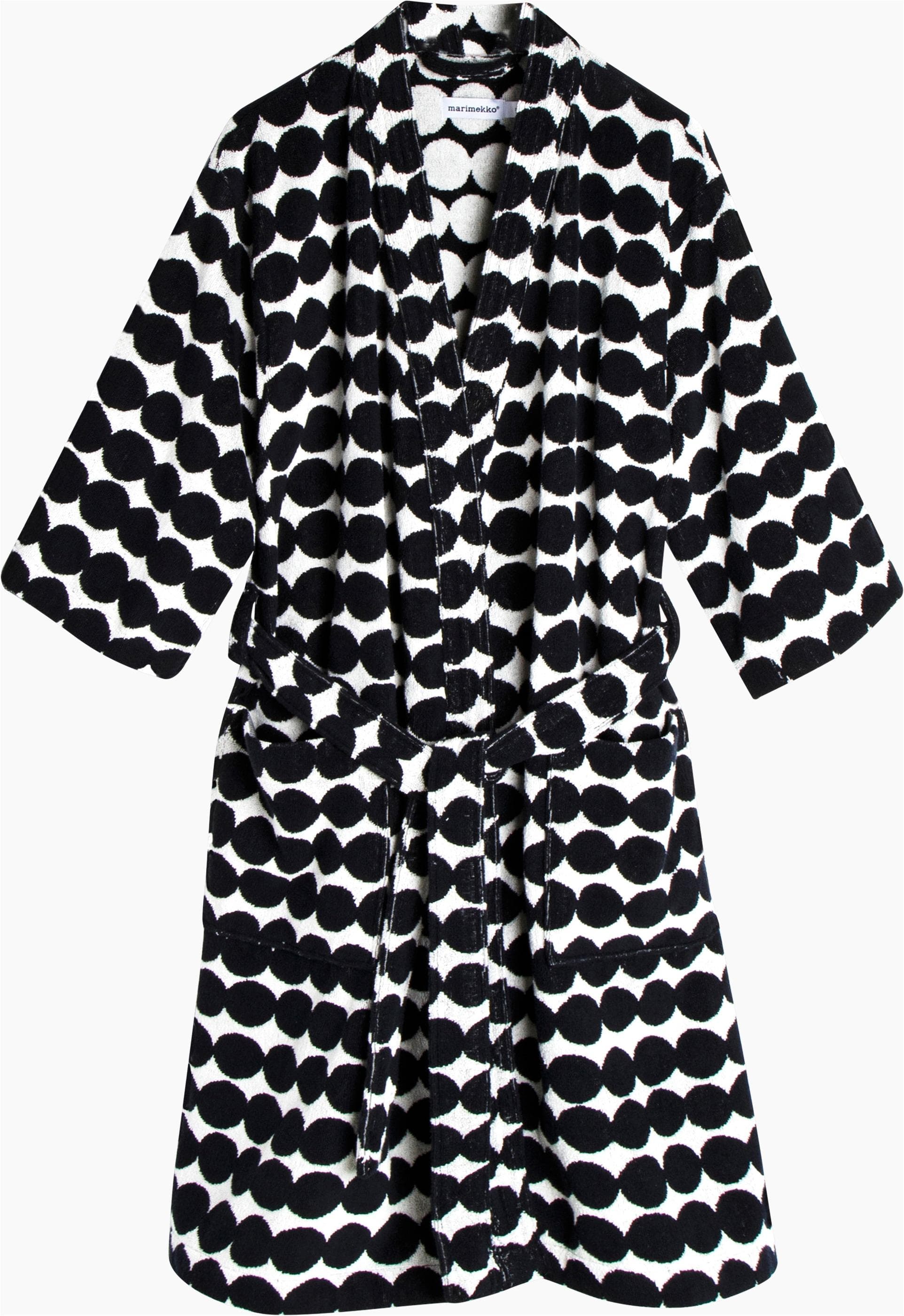 Marimekko Bademantel RÄSYMATTO 100% Baumwolle Schwarz-Weiß