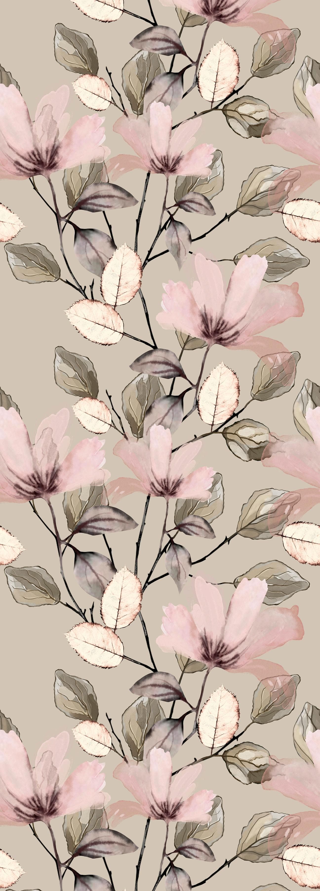 QUEENCE Selbstklebende Vinyltapete Beige Floral-Motiv