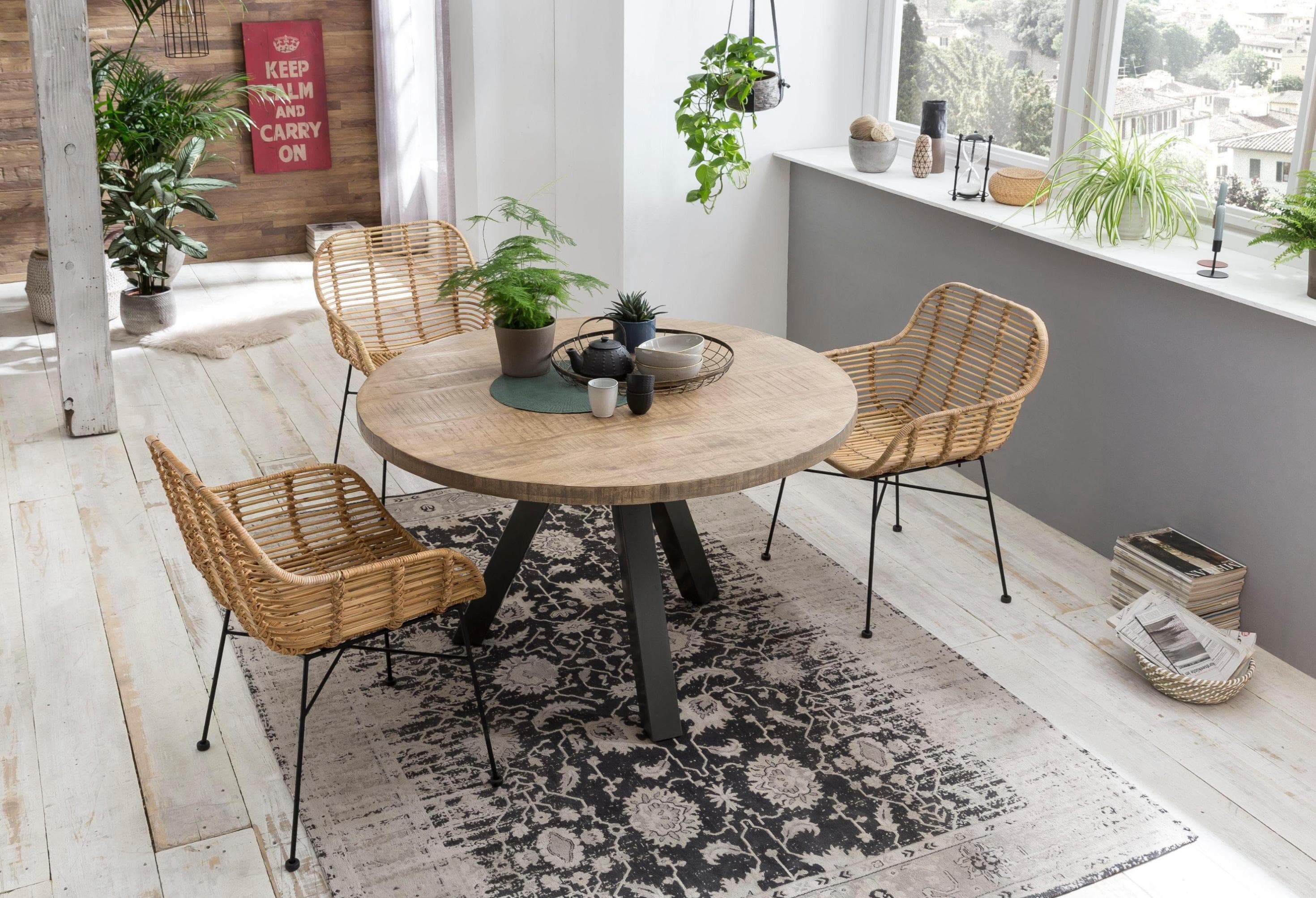 SIT Esstisch Runder Mangoholz-Tisch Vintage 120 cm
