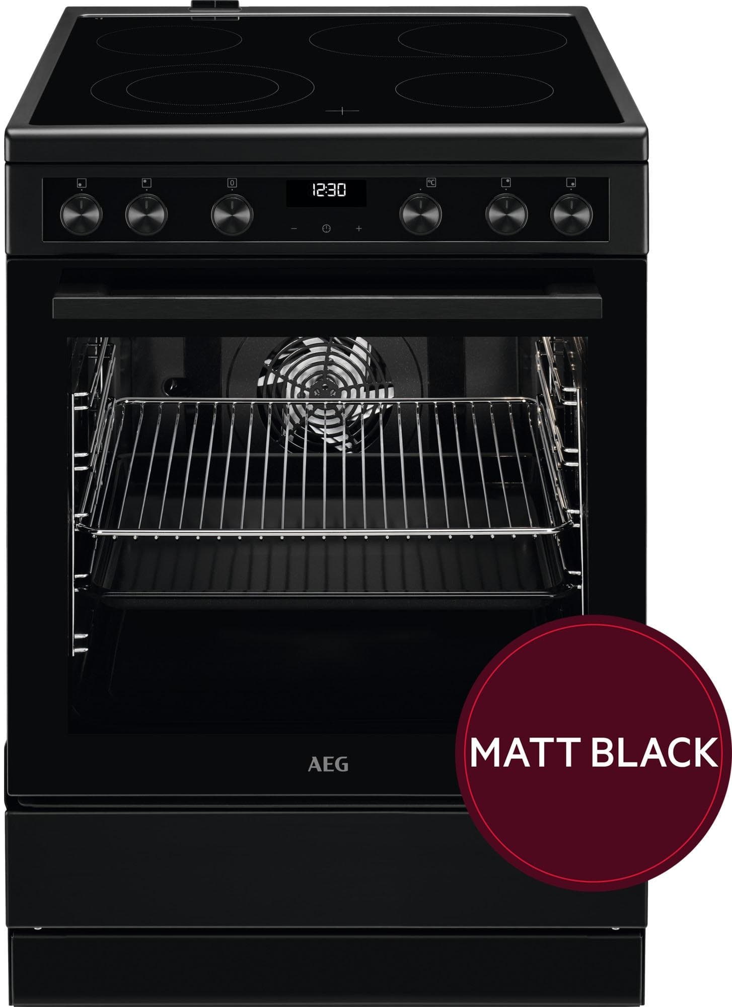 AEG Elektro-Standherd CCB6446BBB Schwarz 60cm mit 7 Programmen & Teleskopauszügen