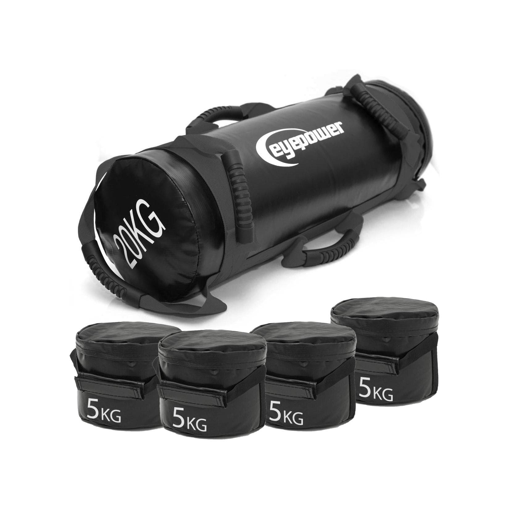 Eyepower 20kg Power Bag mit 4 Kettlebell Gewichten - 6 Griffe