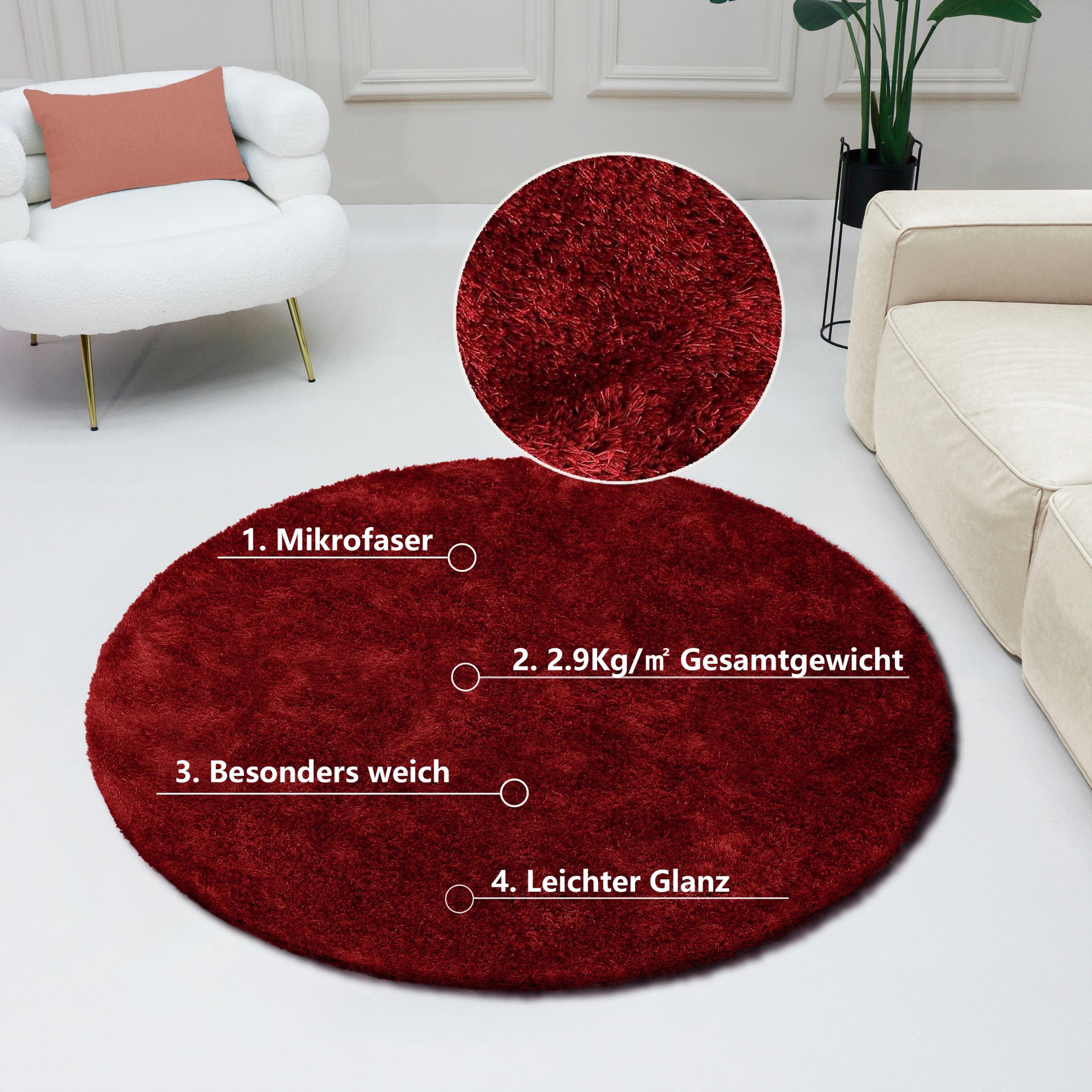 Hochflor-Teppich BRUNO BANANI Dana Teppich Kundenliebling Rot