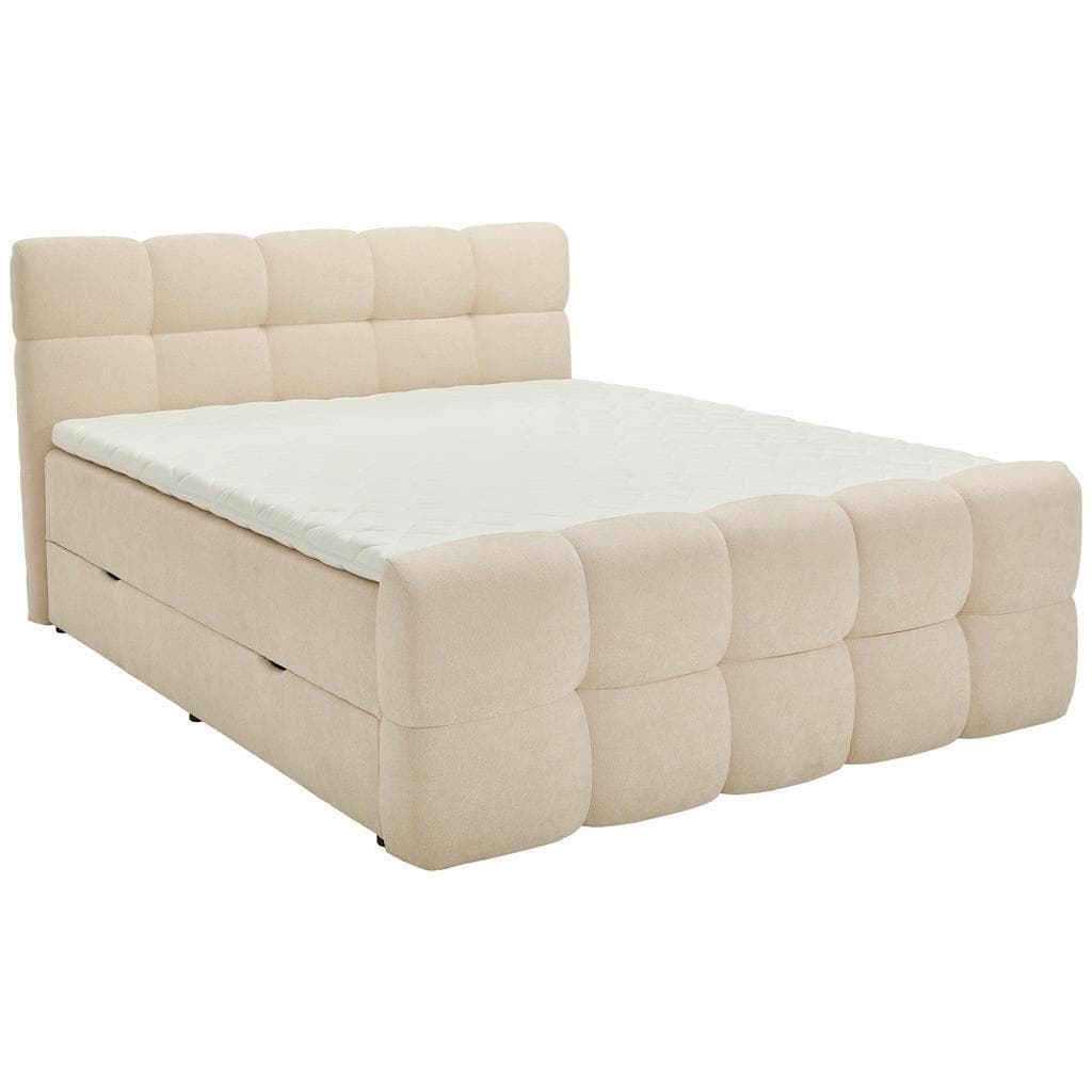 Moderano Boxbett Beige mit Bettkasten und Topper
