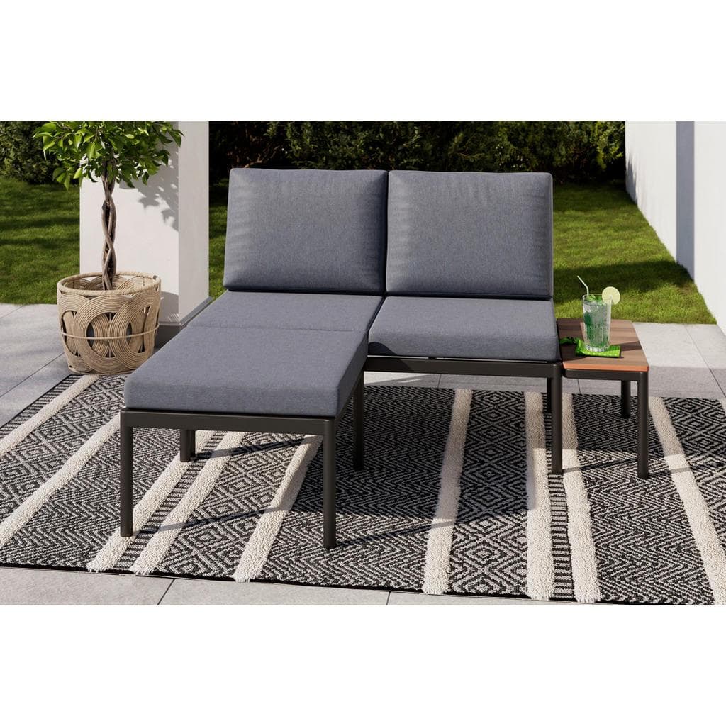 Ambia Garden Loungegarnitur 3-teilig Dunkelgrau Aluminium Polywood