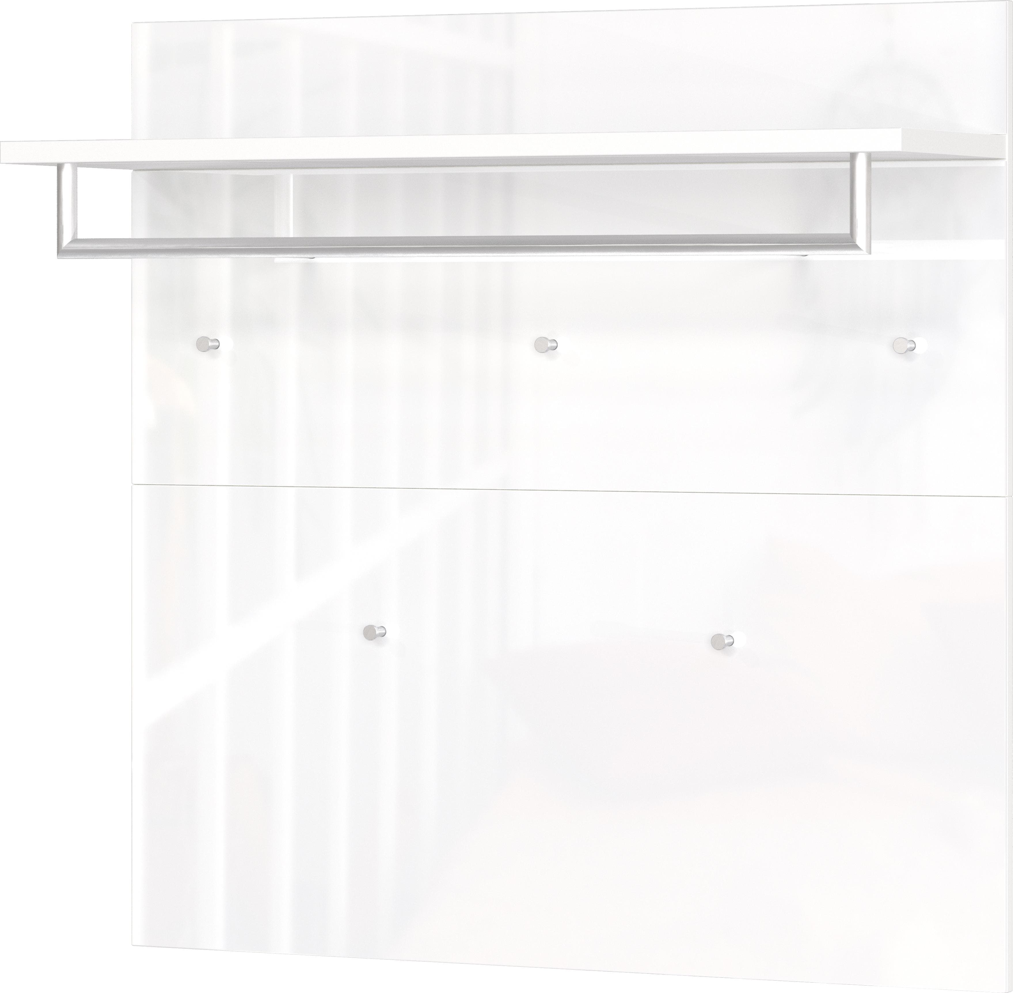 Garderobenpaneel GERMANIA Oakland Weiß Hochglanz Glas Metall