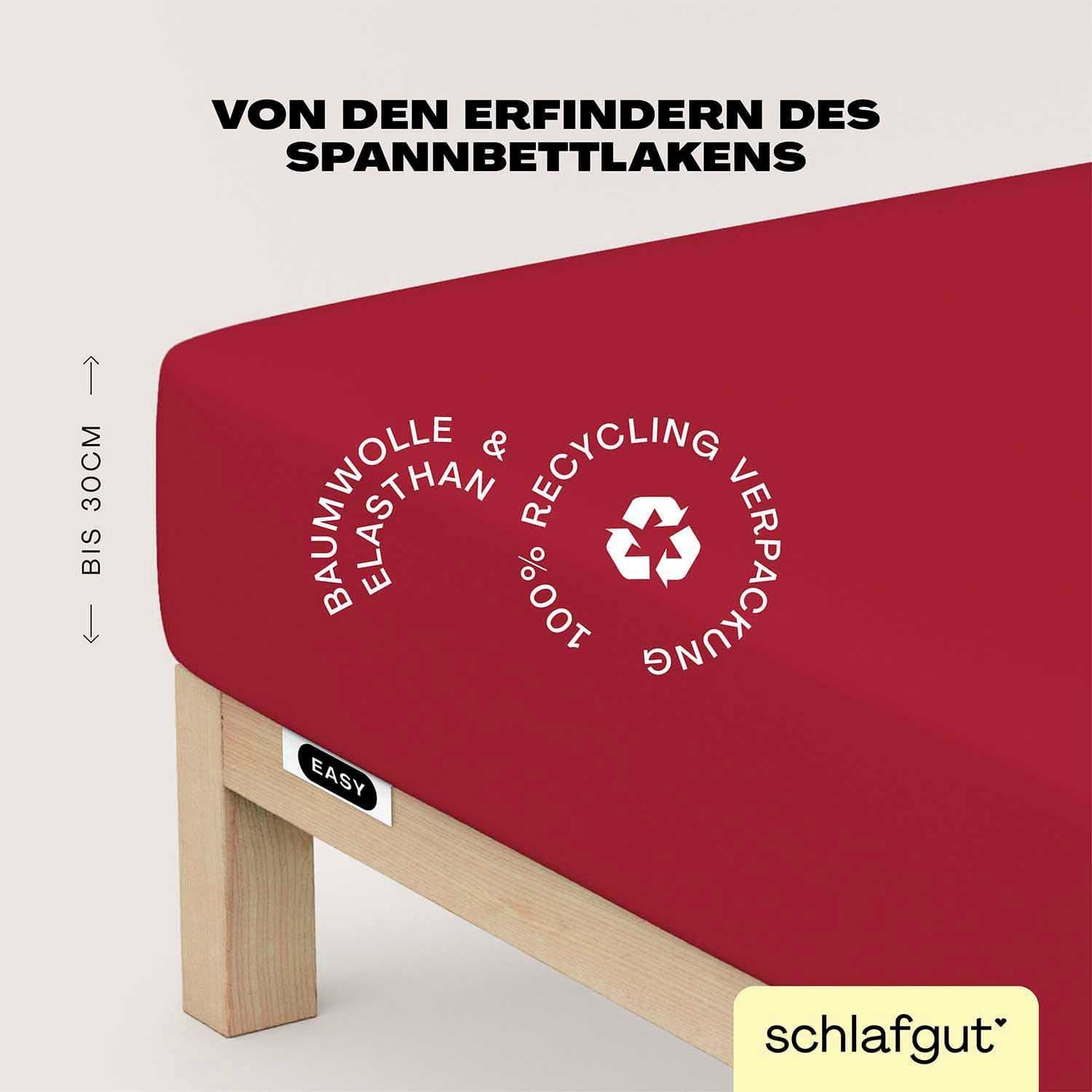 Schlafgut Spannbettlaken Jersey Rot Deep 95% Baumwolle