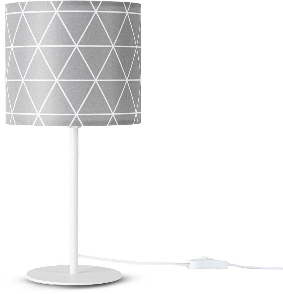PACO HOME Tischleuchte Stella 401 Weiß Stoffschirm E14