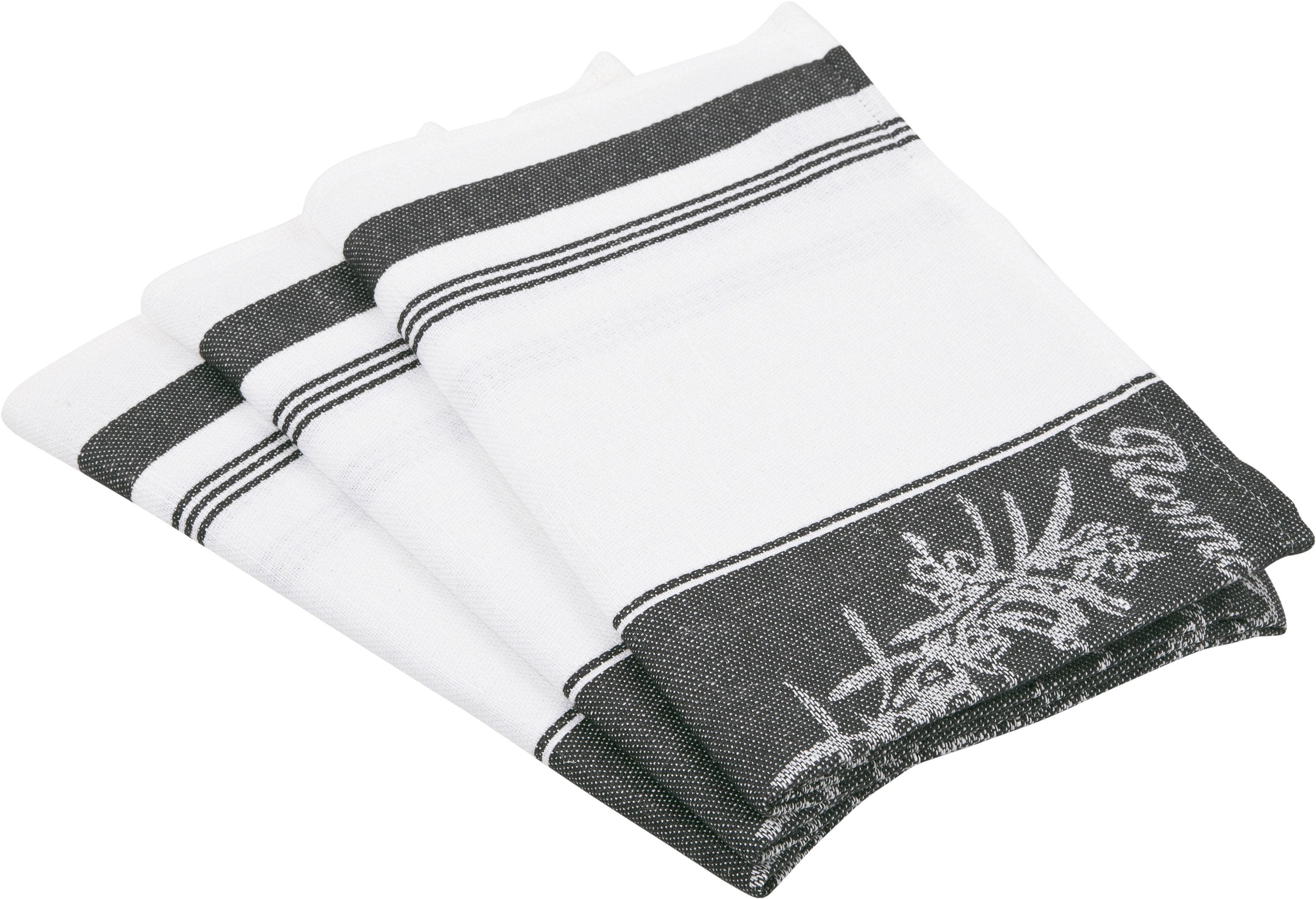 ROSS Geschirrtuch Exclusiv Schwarz Kräuter-Motiv