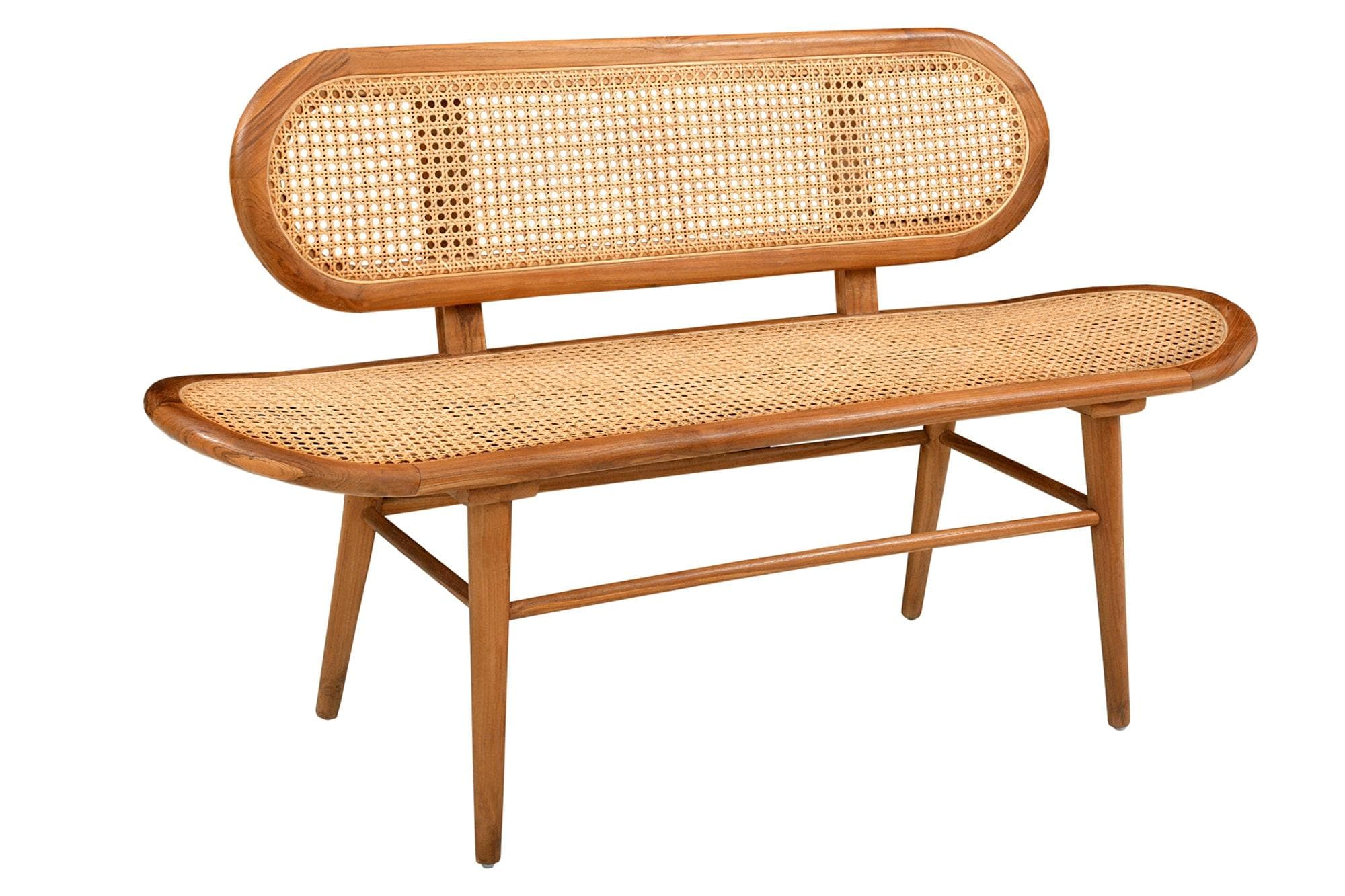 SIT Sitzbank Natur Rattan Massivholz Gartenbank