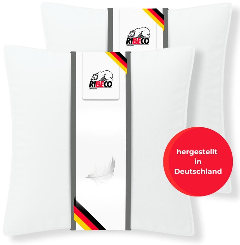 Ribeco Federkissen Johanna 80x80 cm Weiß Baumwollbezug DOWNPASS-zertifiziert