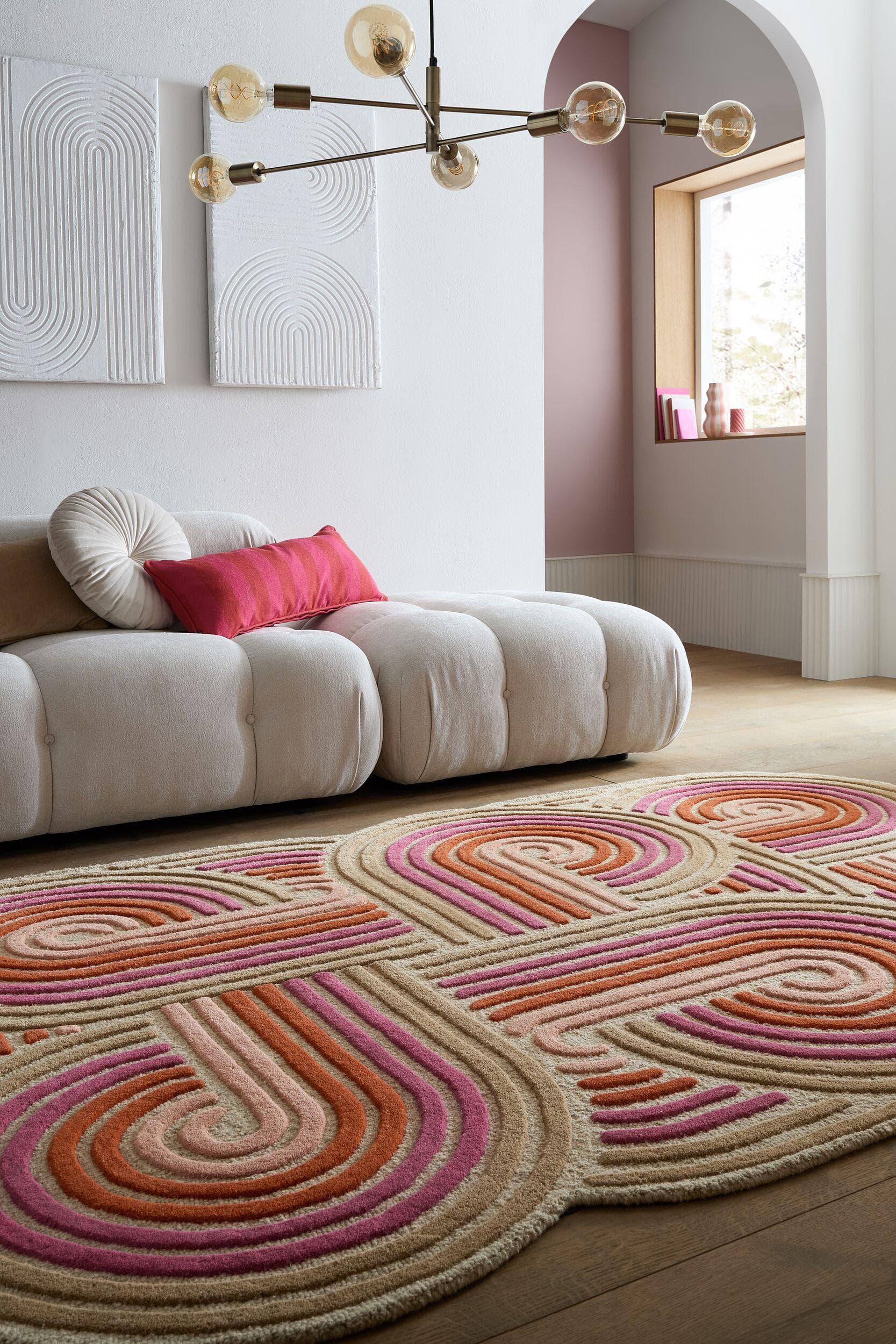FLAIR RUGS Spiral Teppich Rosé 100% Wolle Handgetuftet