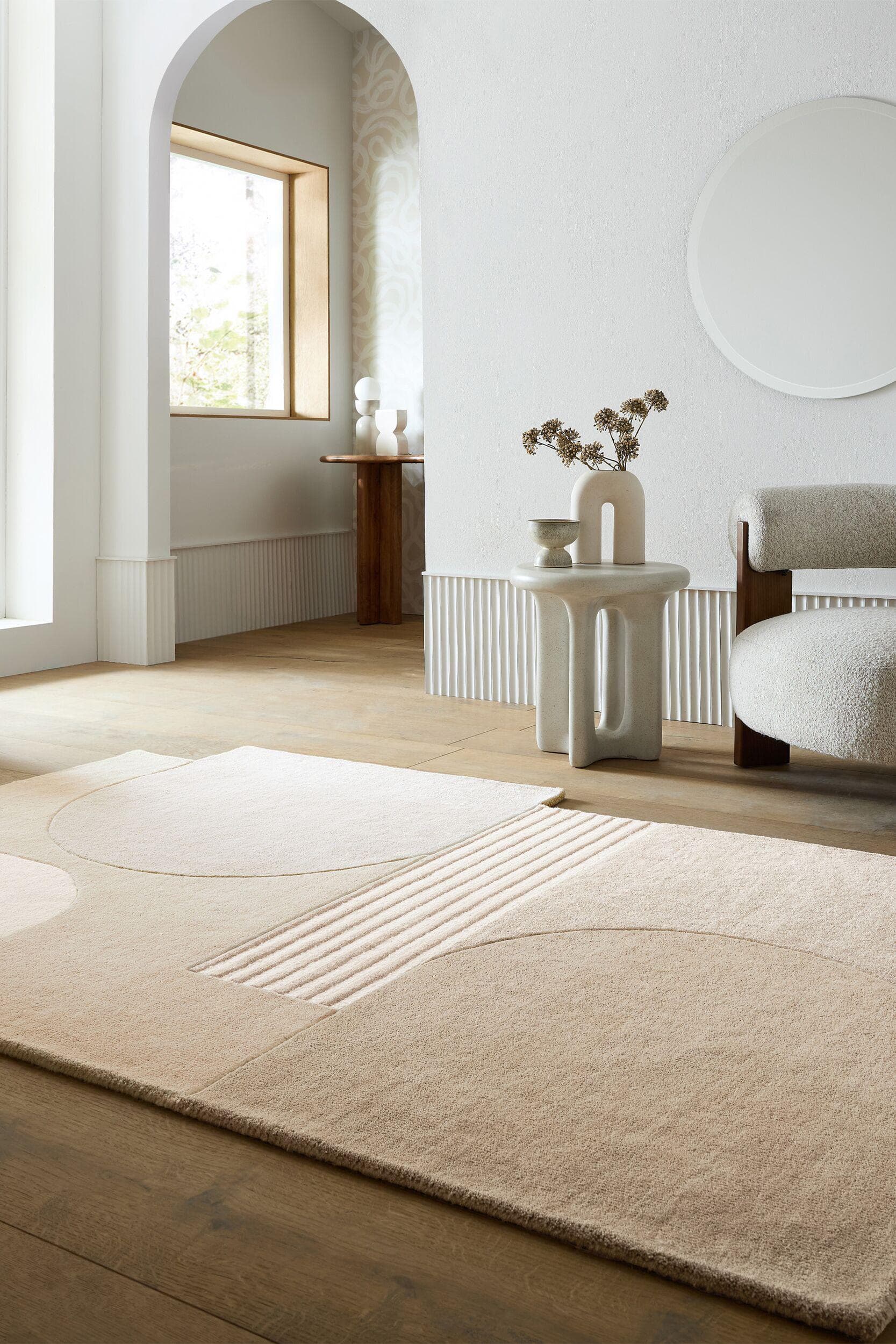 FLAIR RUGS Lozenge Teppich Retro Wolle Beige