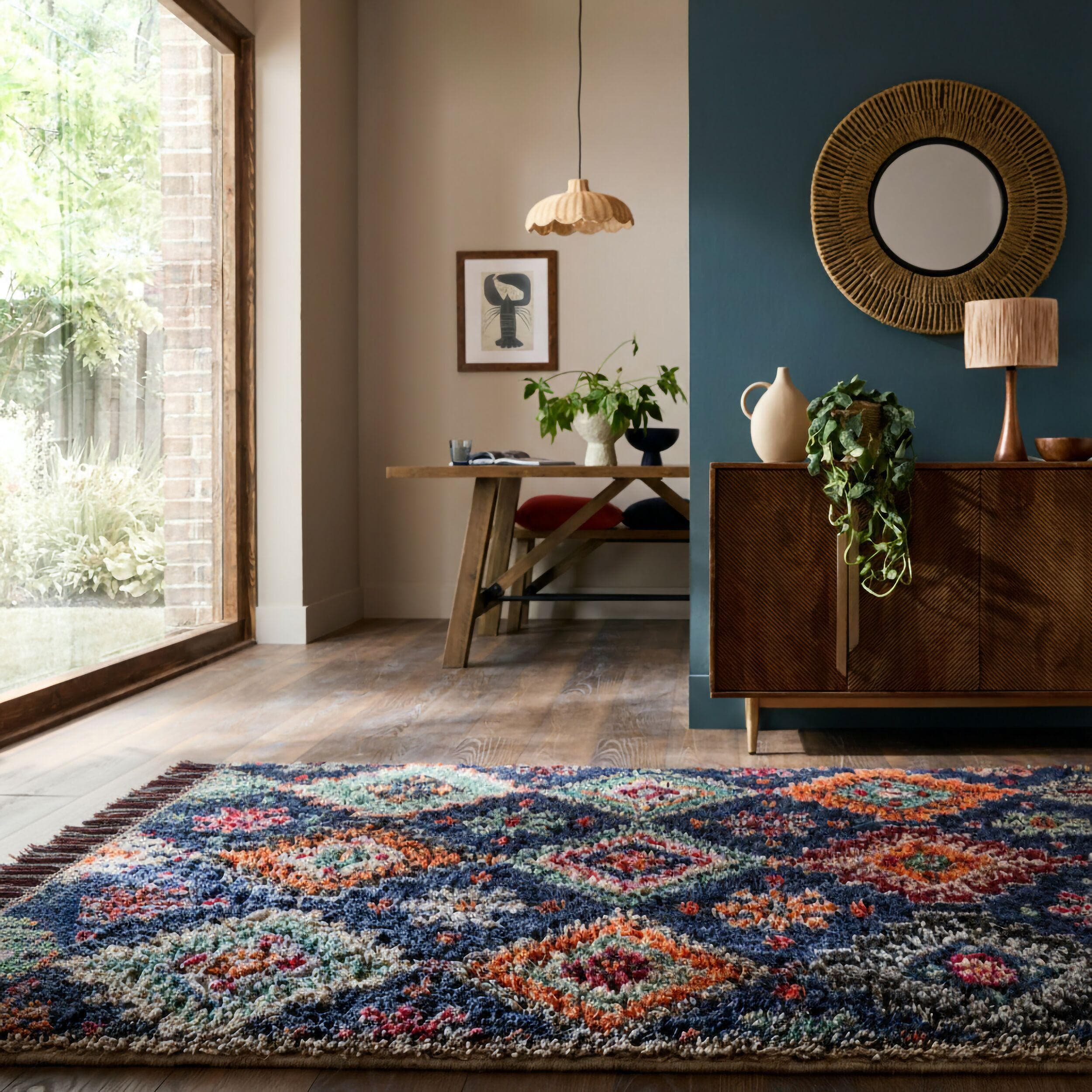 FLAIR RUGS Jakob Shaggy Teppich Marineblau Skandinavisch