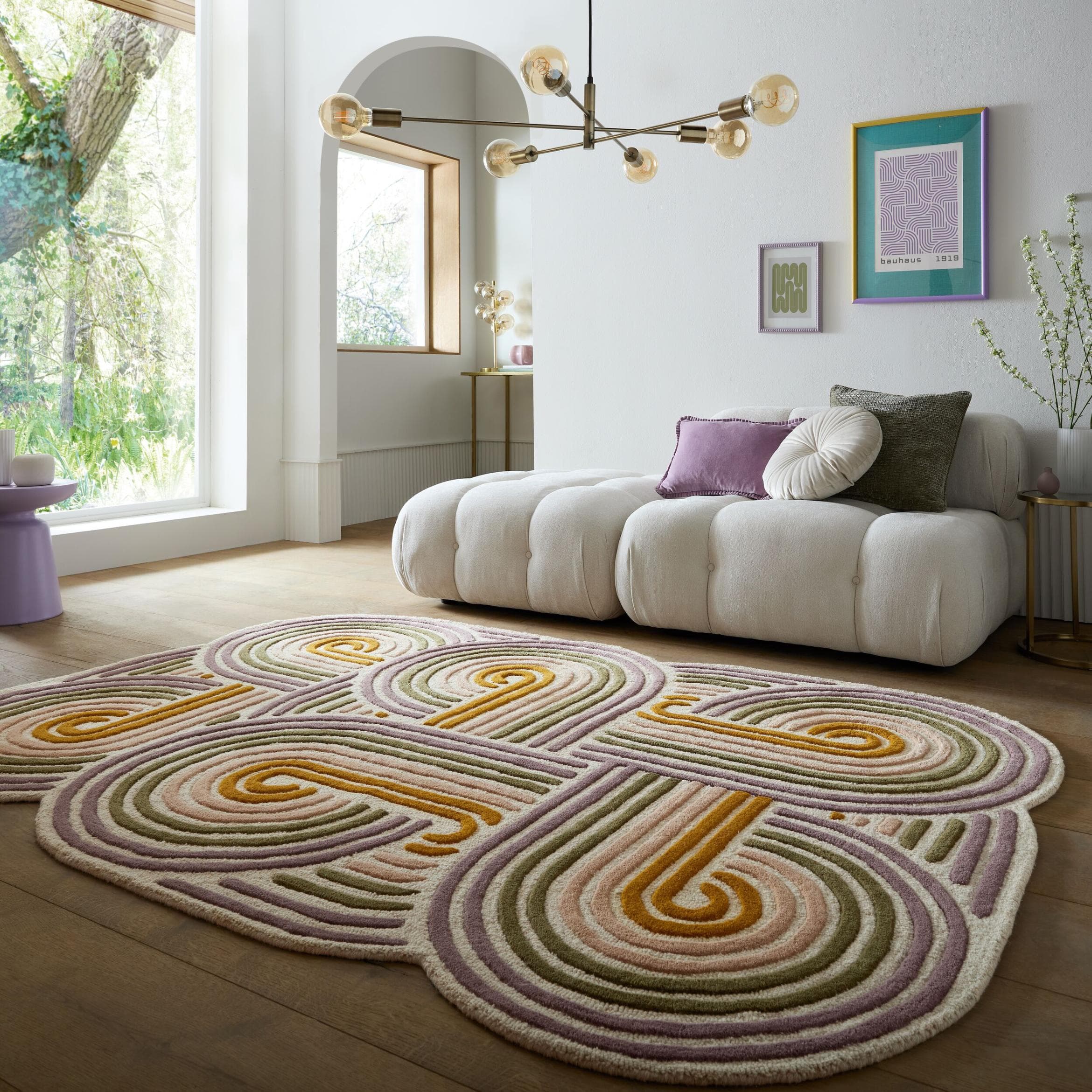 FLAIR RUGS Spiral Teppich Grün 100% Wolle Handgetuftet