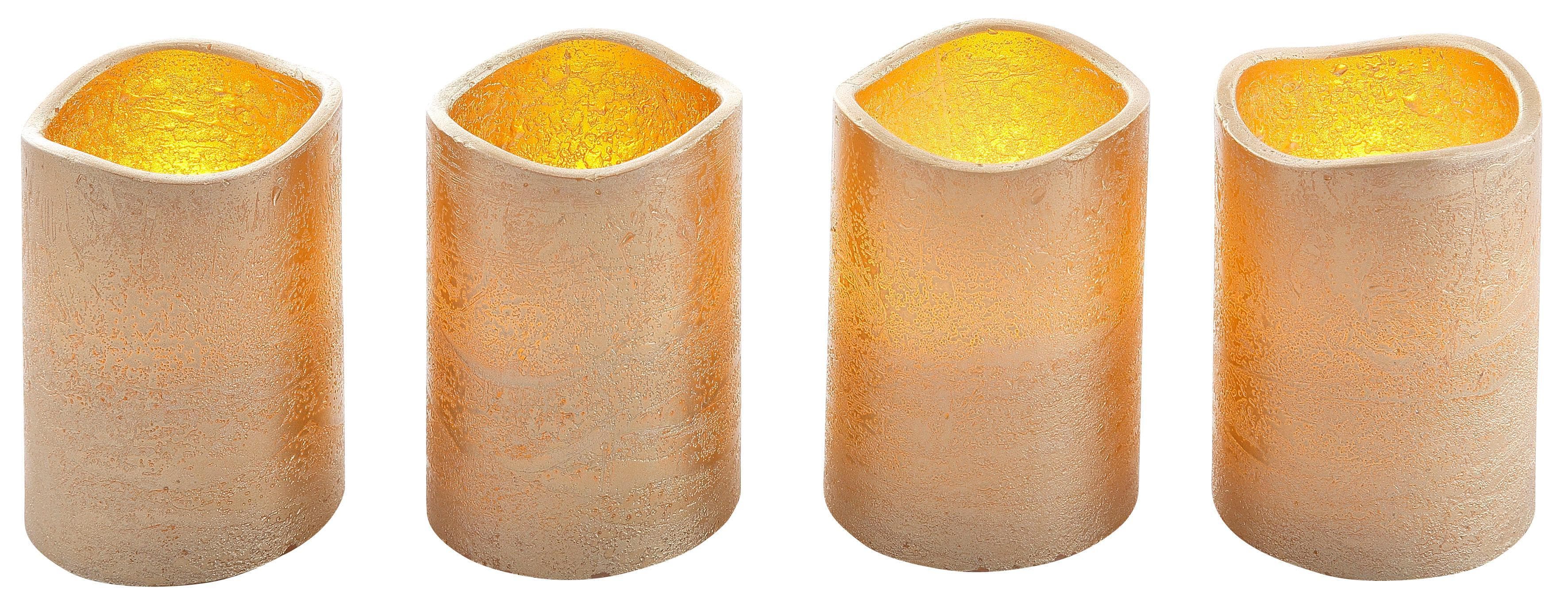 LED-Kerze LEONIQUE Weihnachtsdeko Gold Echtwachs