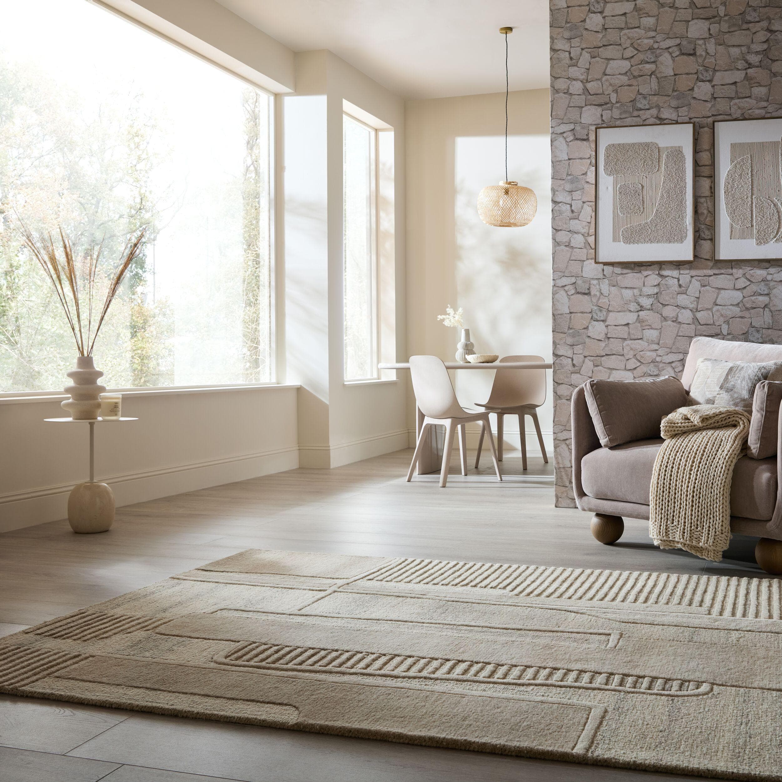 FLAIR RUGS Lira Wool Teppich Natürlich Handgetuftet