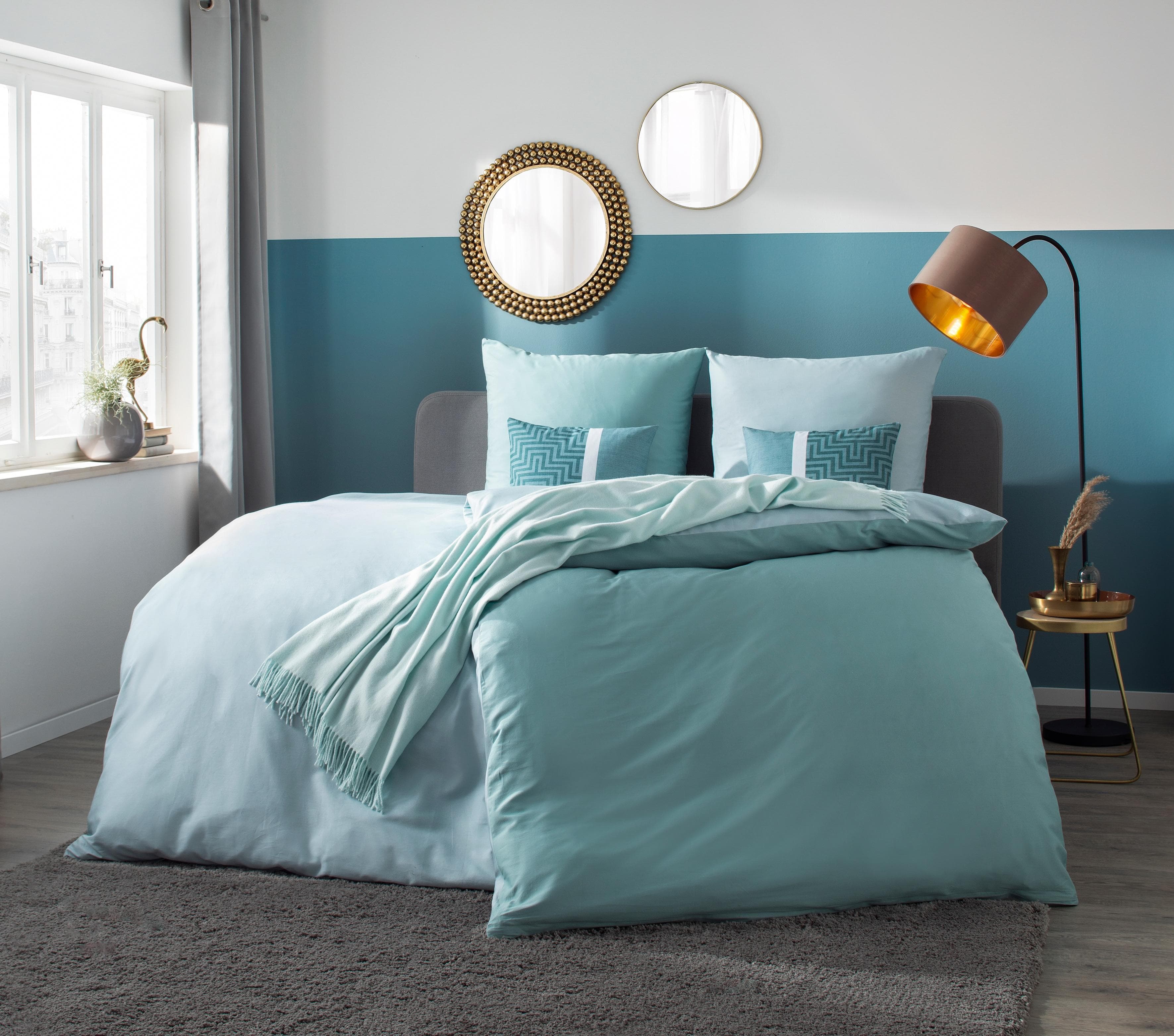 OTTO HOME Wohndecke Plaid Sofia Blau mit Fransen Baumwolle Polyacryl