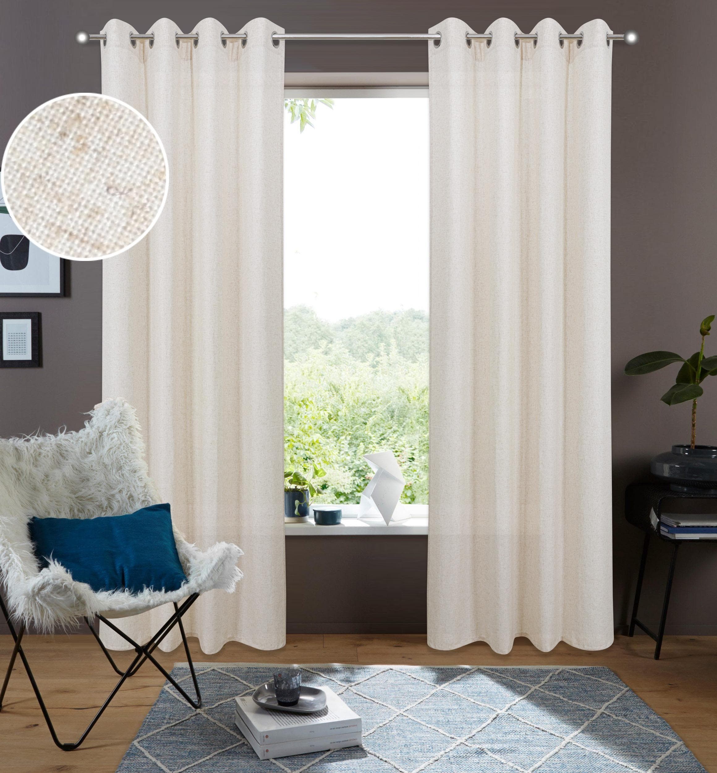 Gardine MY HOME Rudy 2er Set Beige Halbtransparent
