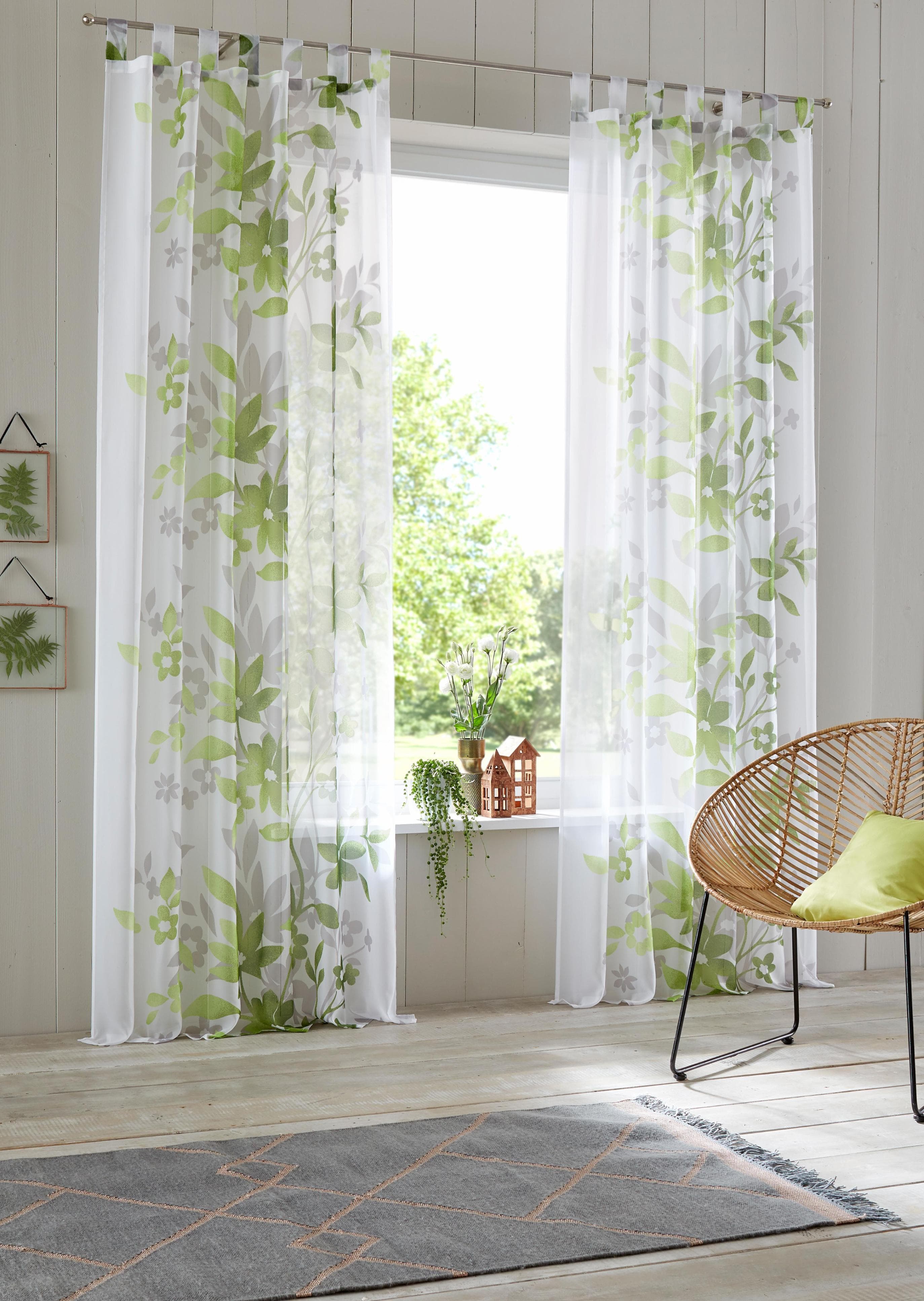 Gardine HOME AFFAIRE Ina Grün Voile Polyester 2-er Set