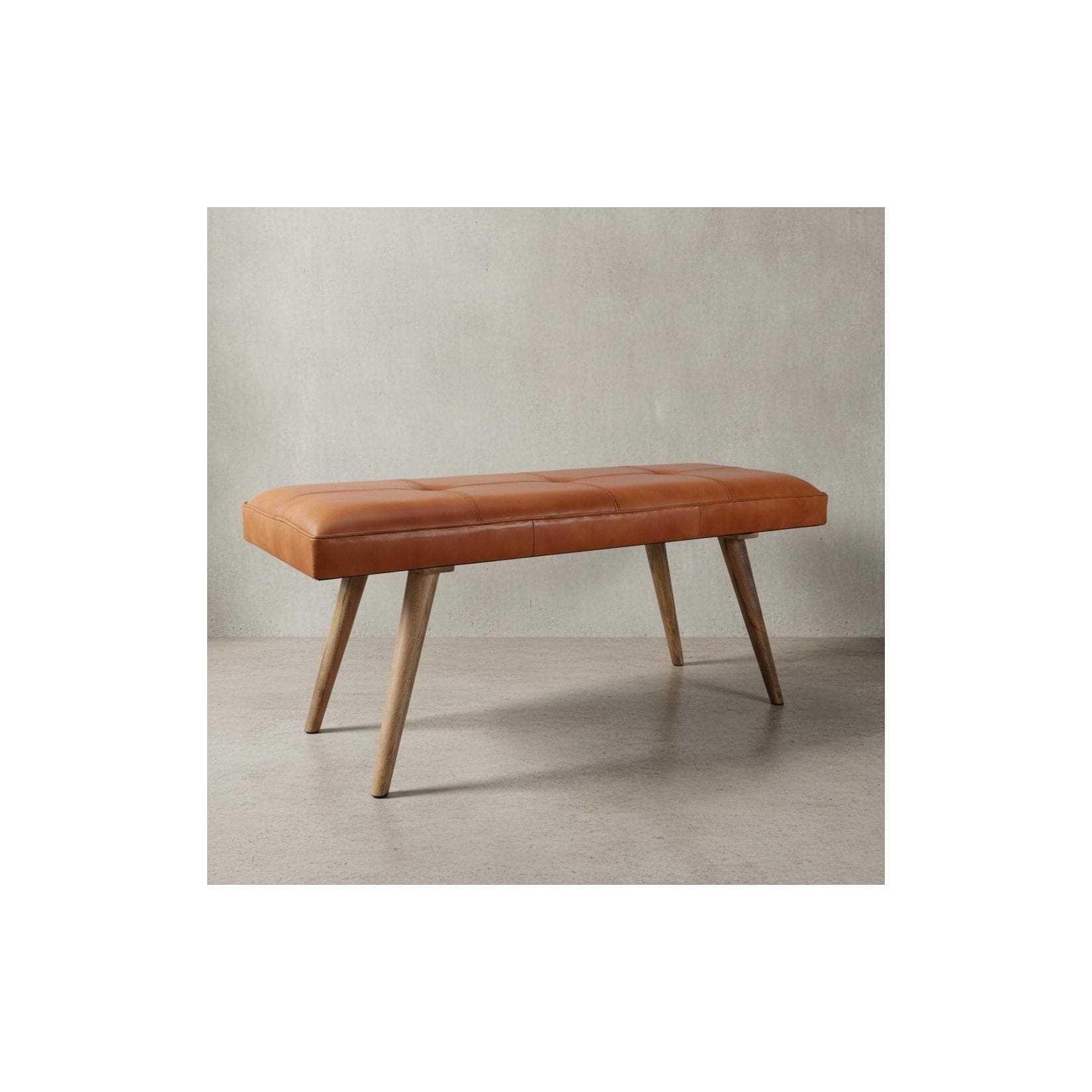 KADIMA DESIGN Retro-Sitzbank Ziegenleder Massivholz Braun