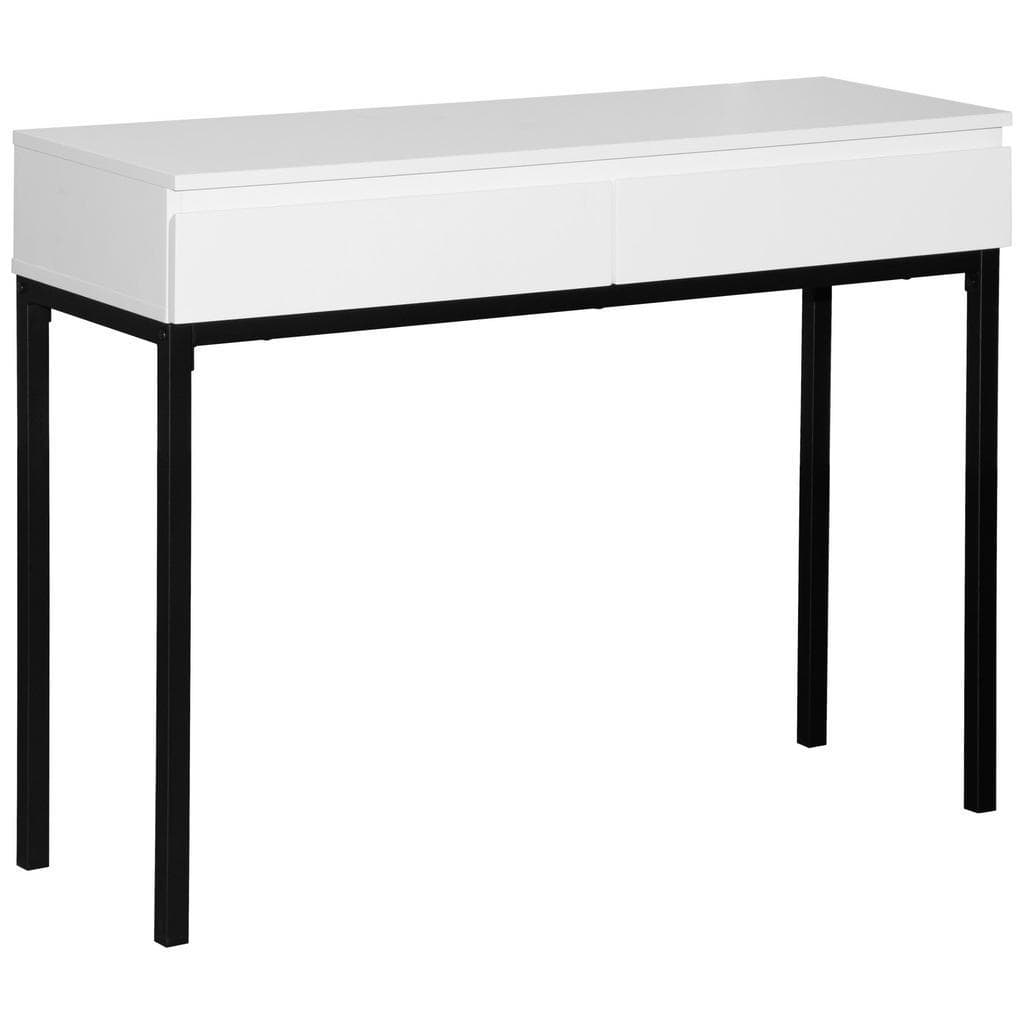 Hom`in Konsolentisch Schwarz Weiß Metall Holzwerkstoff 2 Schubladen