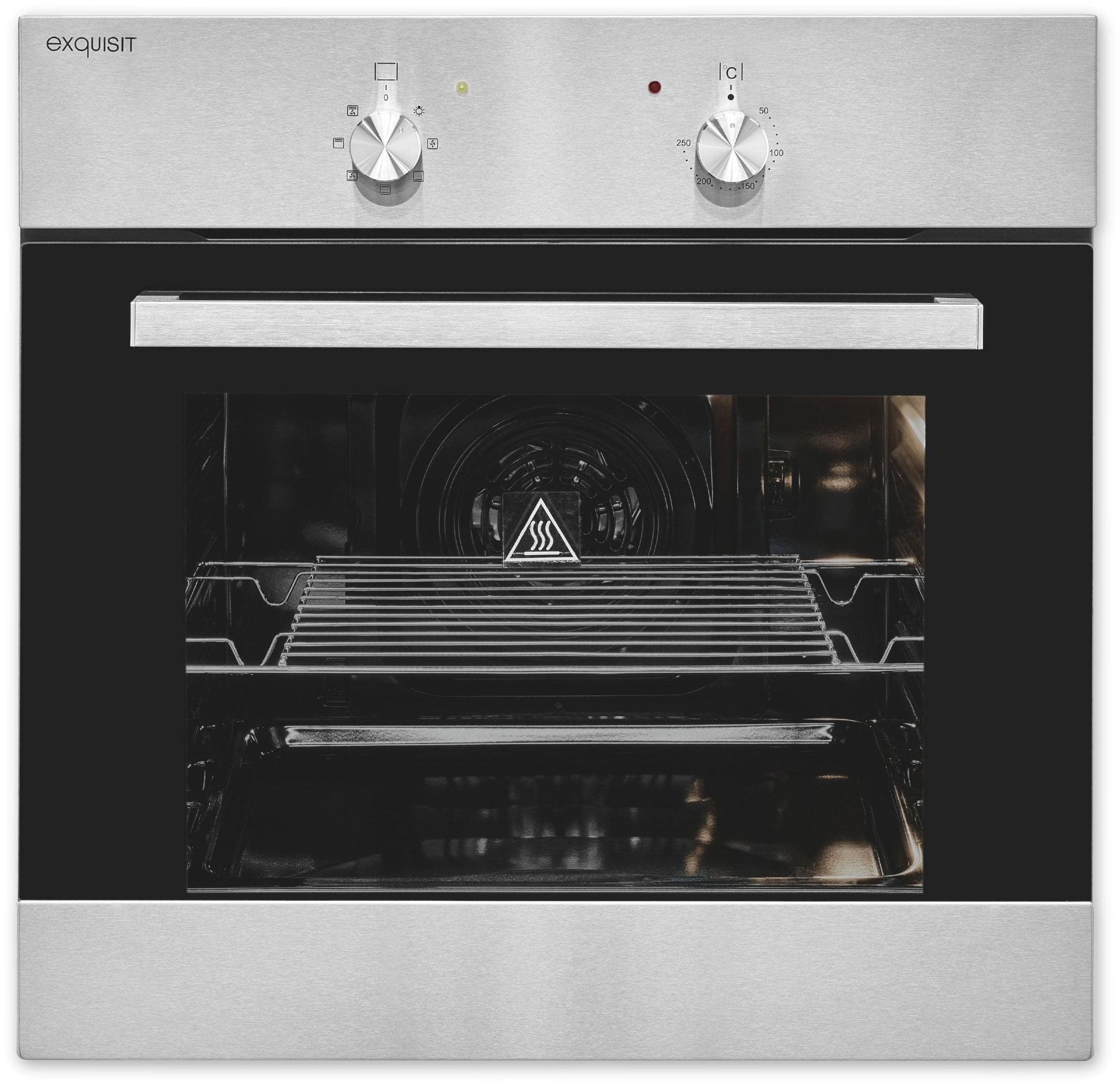 EXQUISIT Einbaubackofen "EBE 555-1.2 U" Silber Umluft