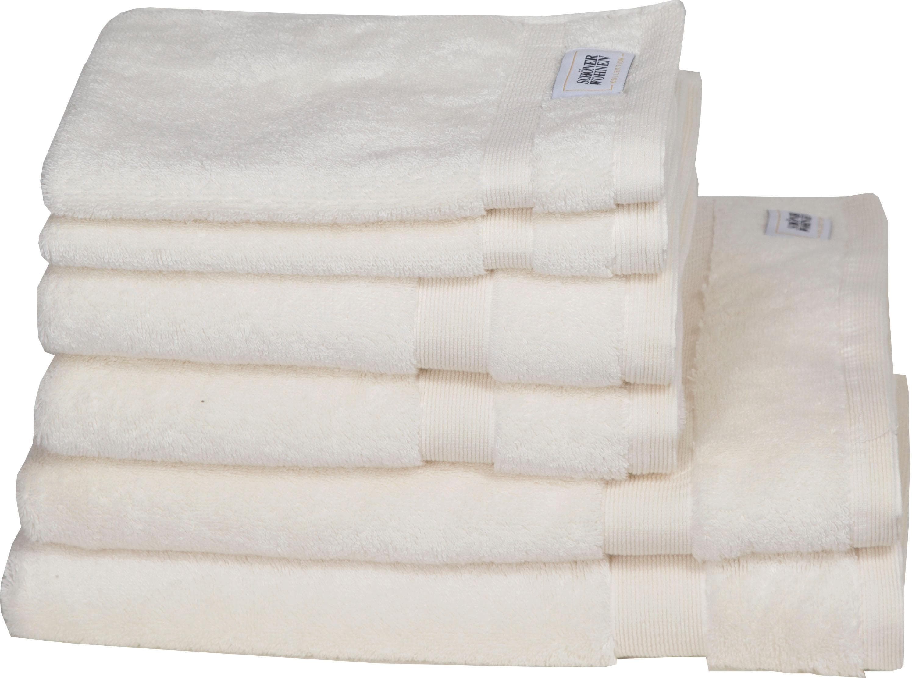 SCHÖNER WOHNEN Handtuch Set Cuddly 6-tlg. Weiß Frotteevelours Baumwolle
