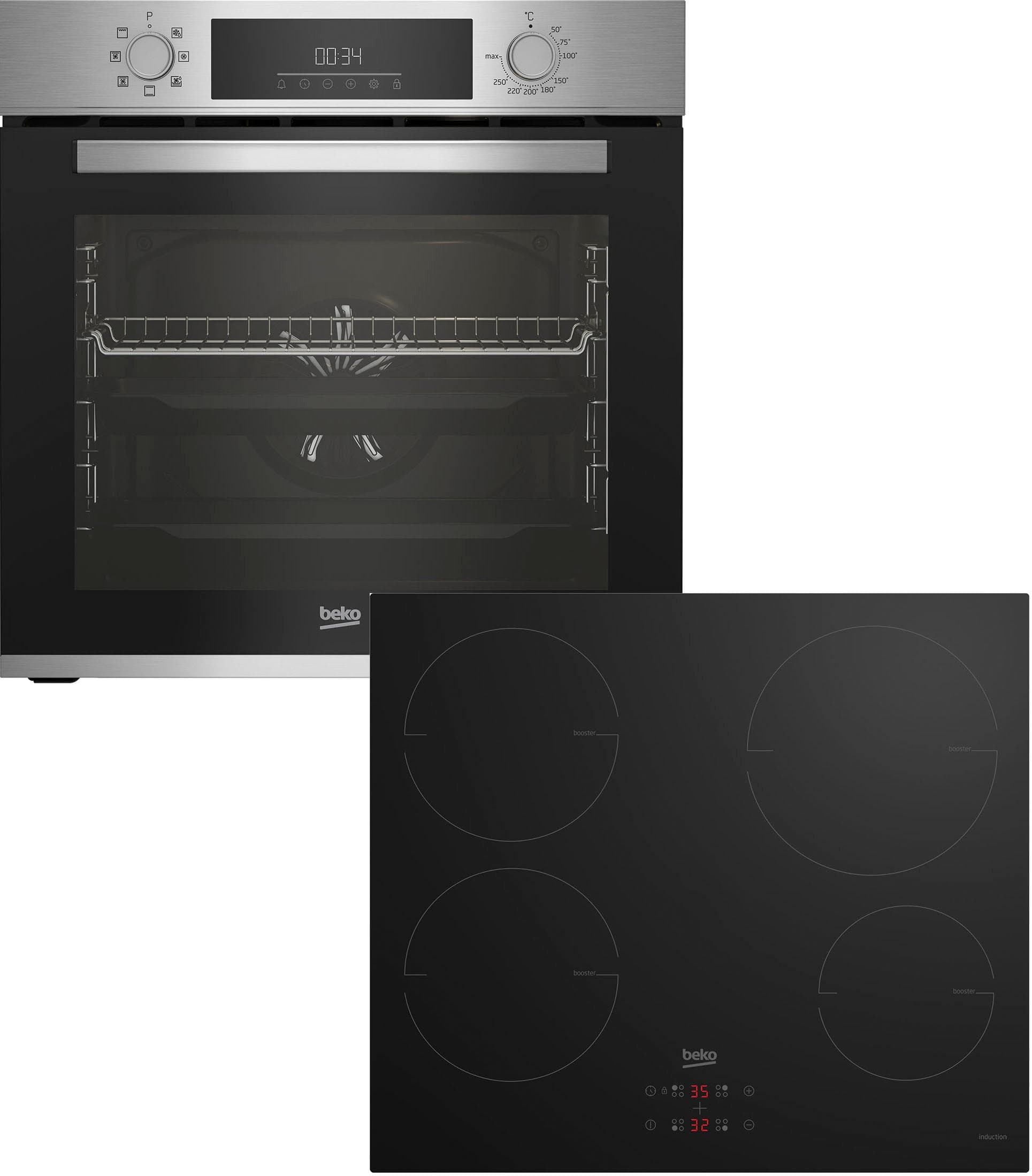 Beko Backofen-Set BBSM12340X Induktion schwarz A