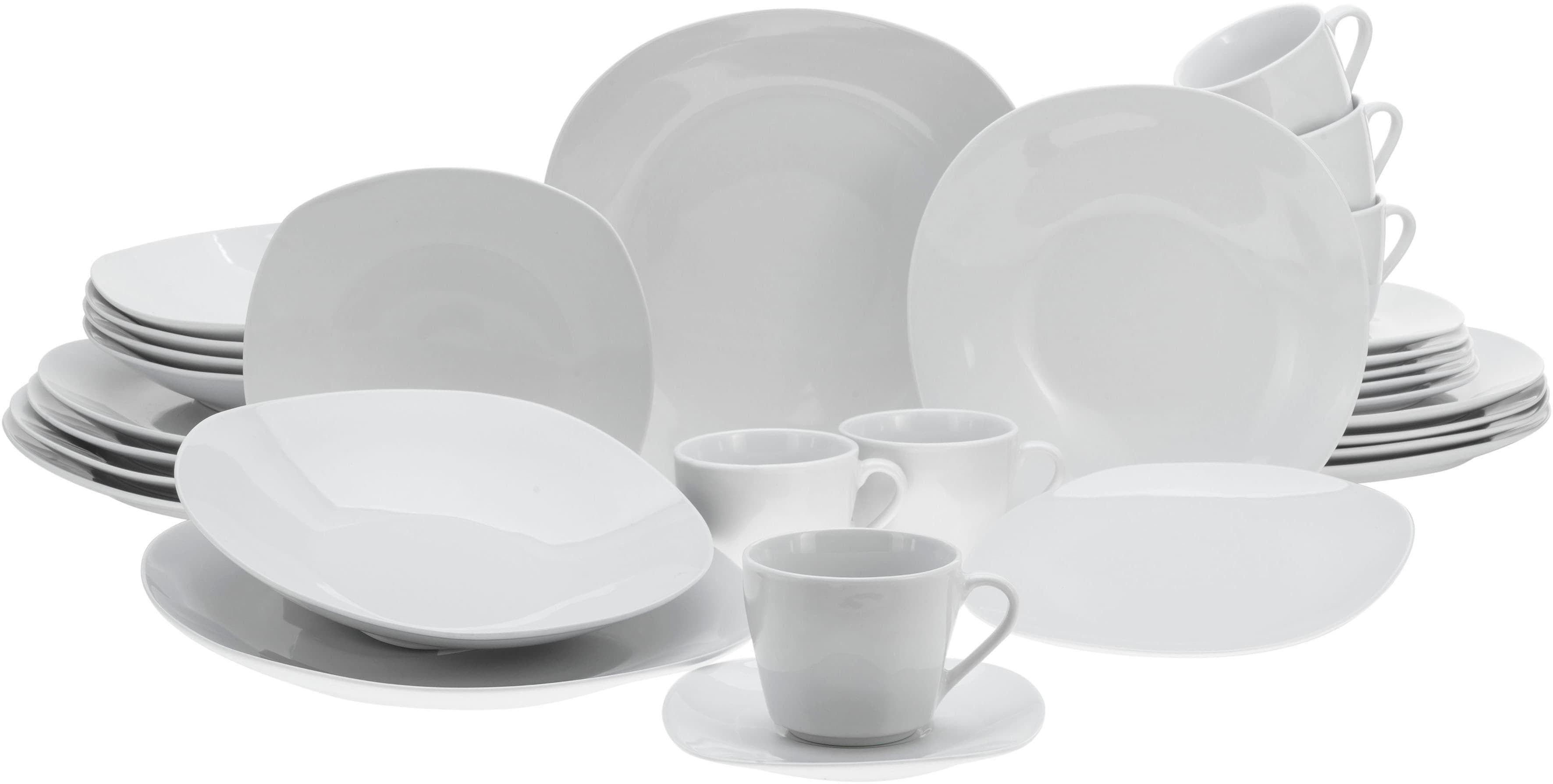 CREATABLE Kombiservice Square Weiss 30-tlg. Porzellan quadratisch
