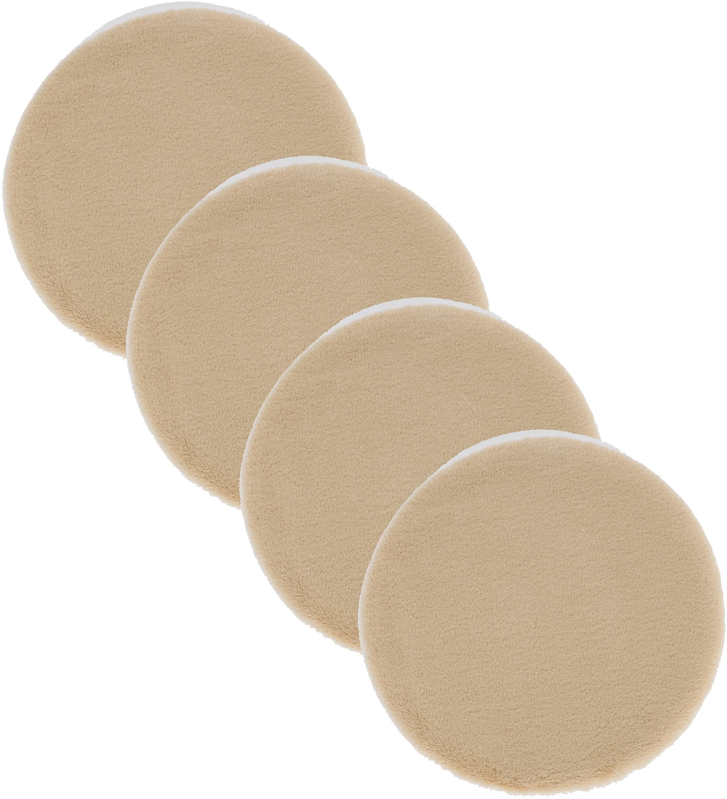 ASTRA Teppich Elda Rund 13 mm 4er Set Gold Kuschelweich Wohnzimmer Kinderzimmer