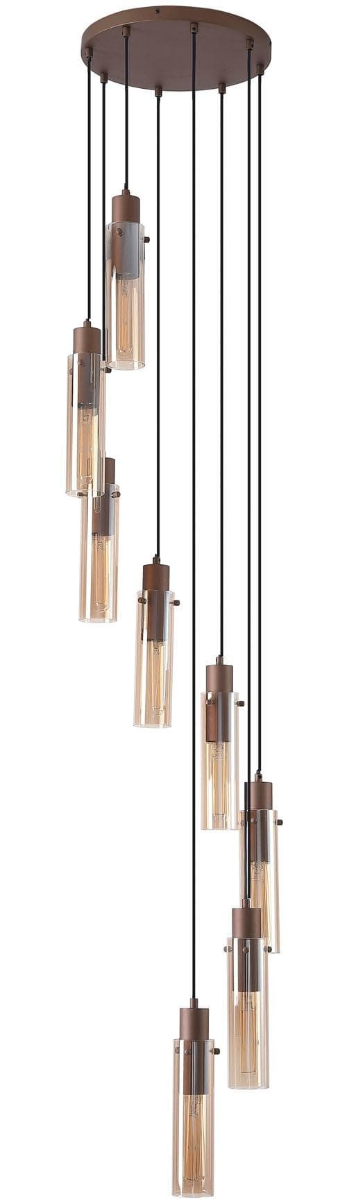 Searchlight Hängeleuchte Sweden 8-flammig Mokka Bernstein