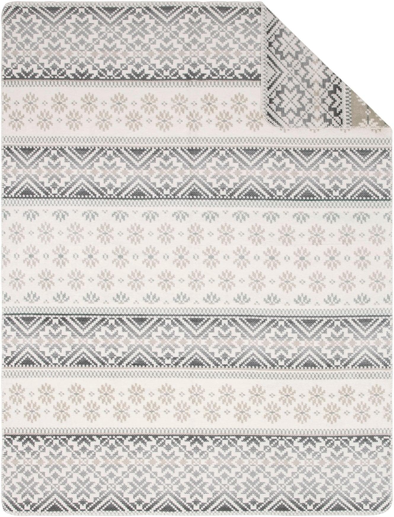 IBENA Wohndecke Salzburg Grau/Wollweiß 150x200cm Baumwolle