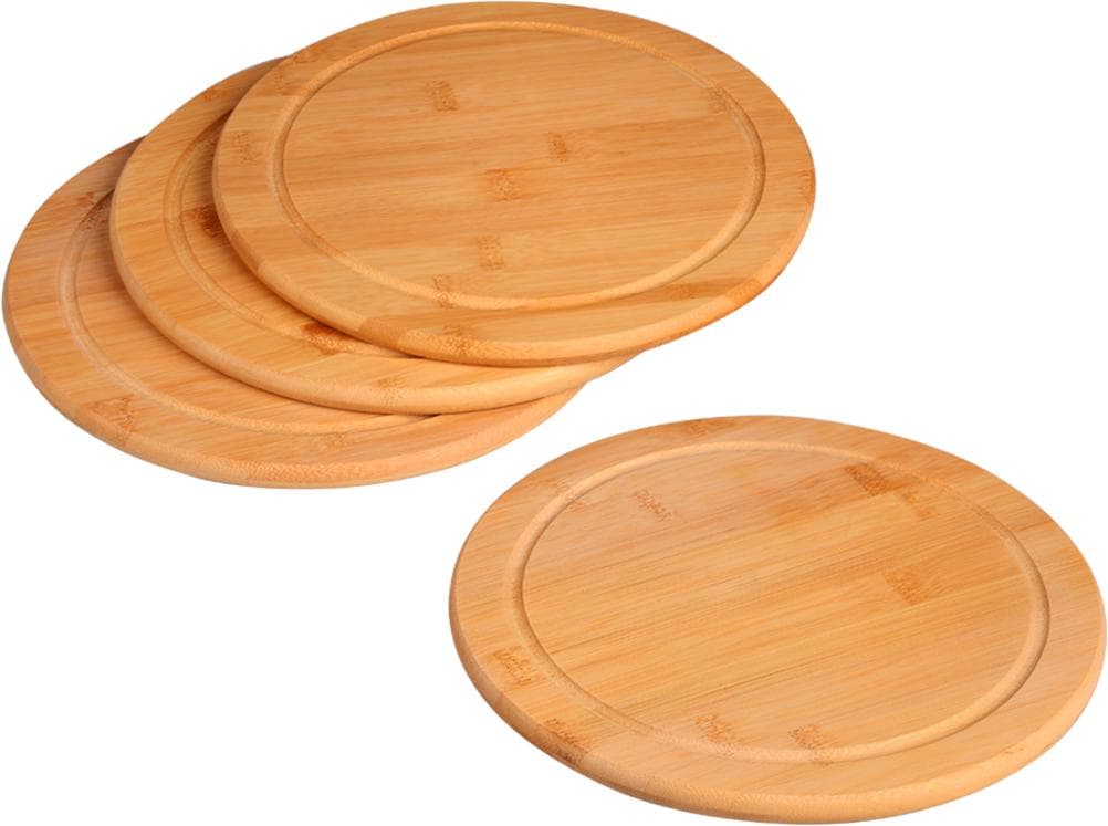 KESPER Vesperteller 4er Set Bambus hellbraun mit Saftrille