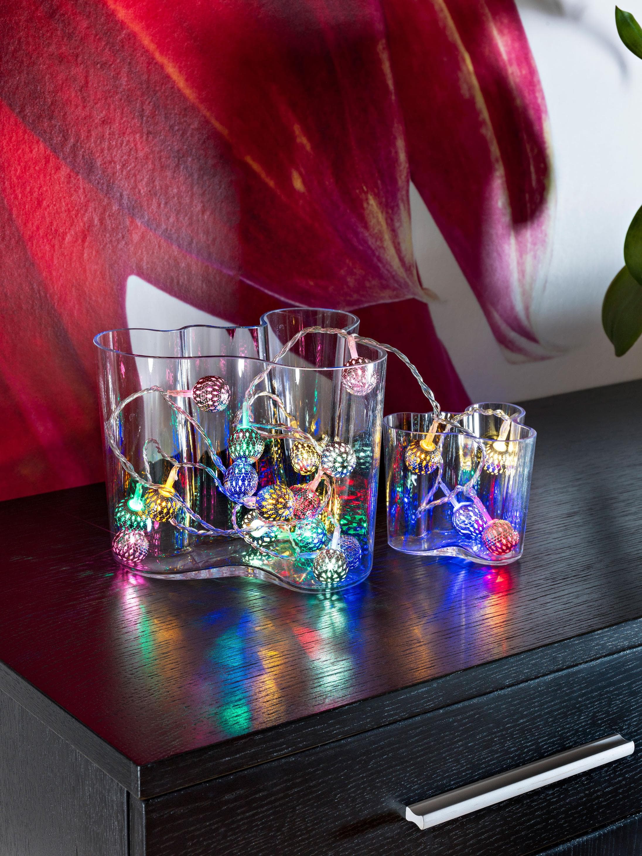 Konstsmide LED-Lichterkette Weihnachtsdeko Bunt Silber Metallbälle