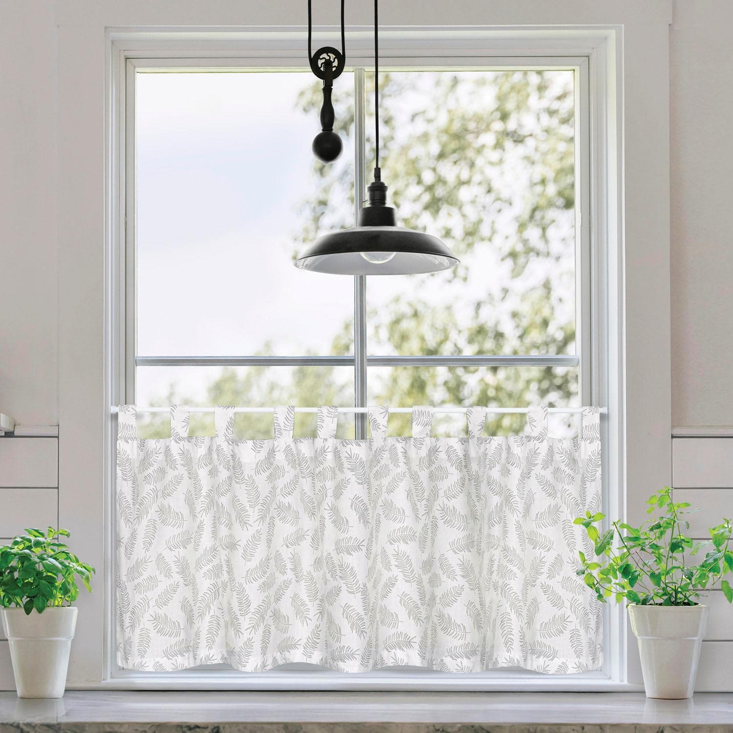 GERSTER Scheibengardine Bonita Grau/Offwhite 100% Baumwolle