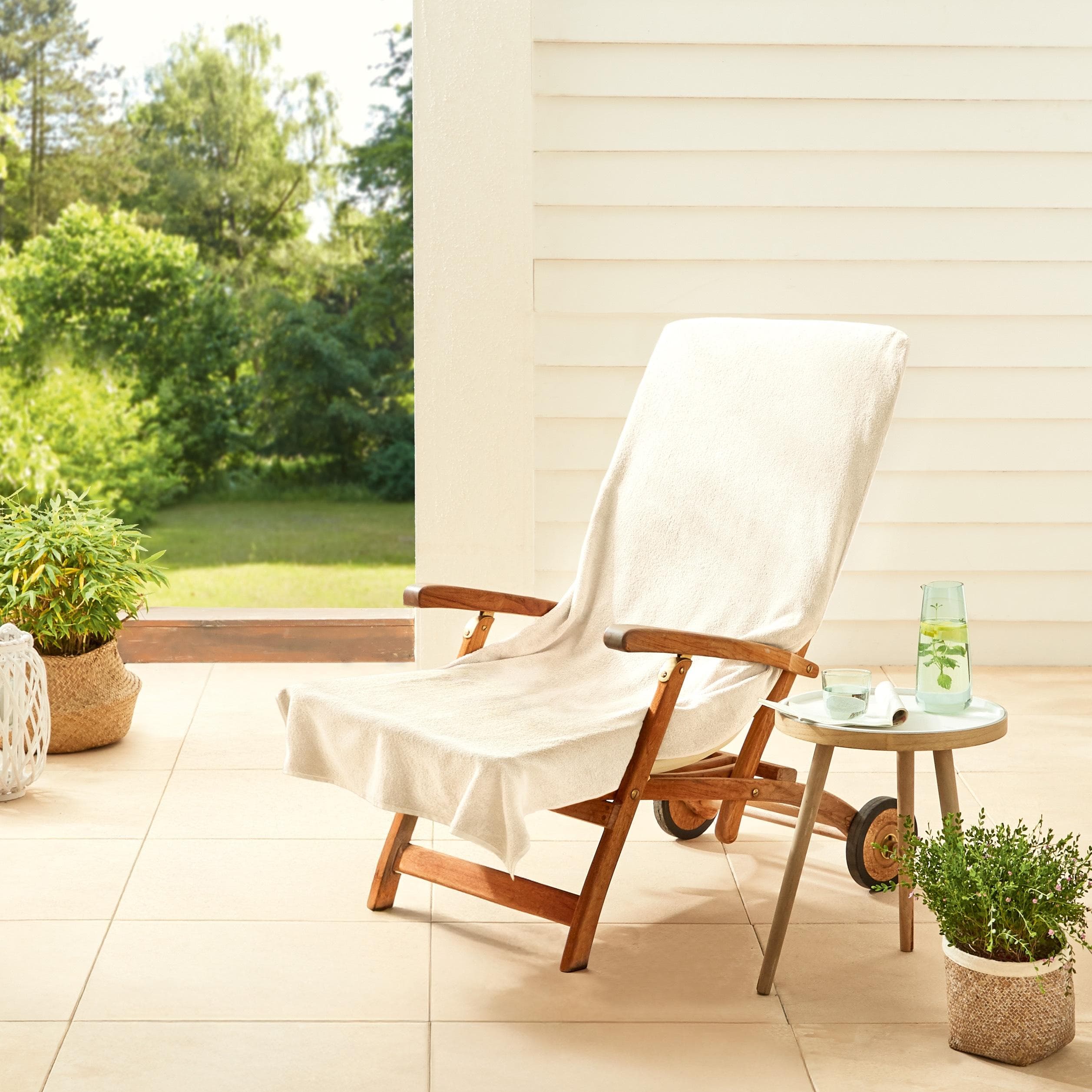 Dyckhoff Stuhlauflage Frottier Beige mit Einschubtasche