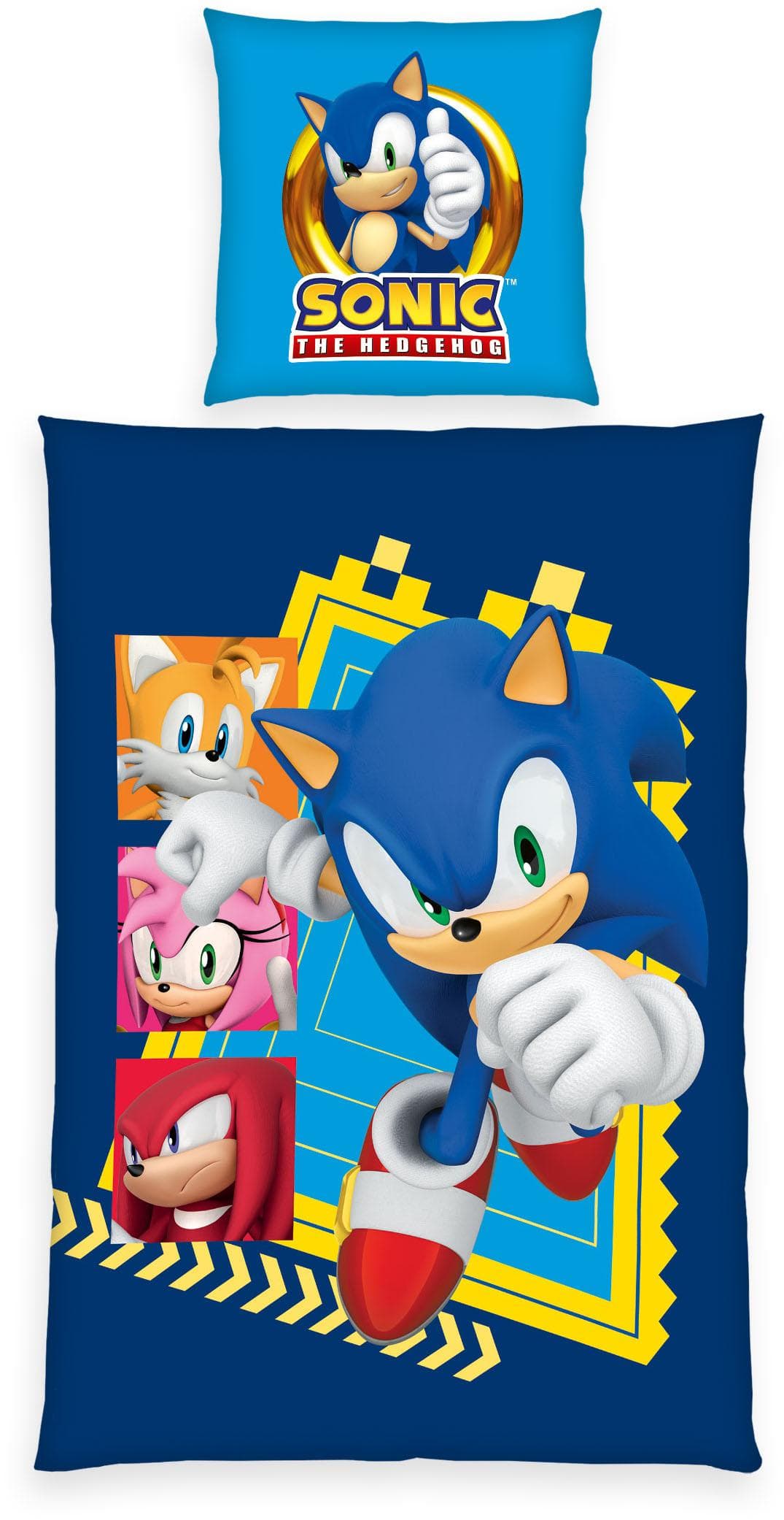 SONIC SEGA Wendebettwäsche Bunt 100% Baumwolle Renforcé