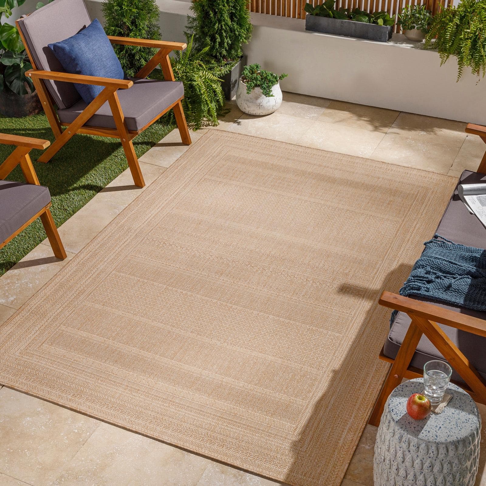 LIVABLISS KHOY Outdoor-Teppich Beige 160x213cm Kunstfaser