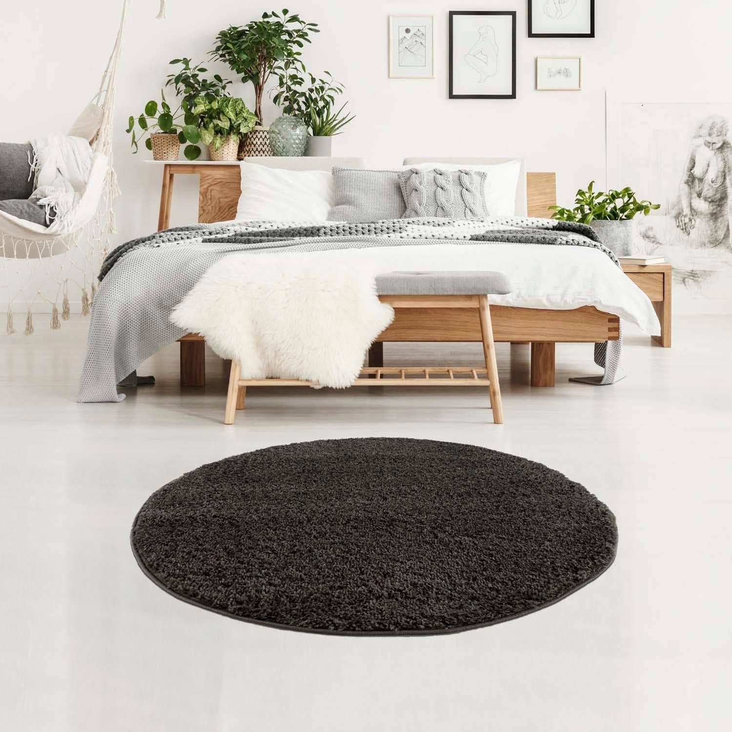 Hochflor-Teppich CARPET CITY 'Pulpy 100' Grau Anthrazit 160cm