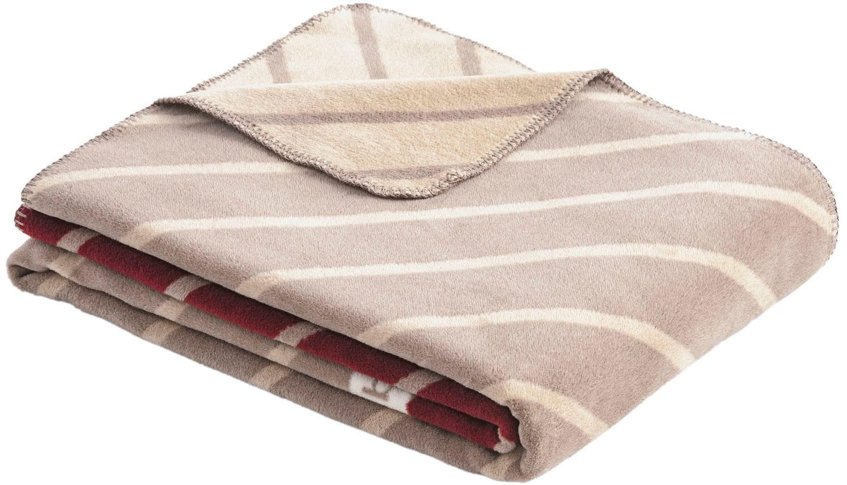 BUGATTI Wohndecke Bordeaux/Beige 150x200cm Baumwolle Polyester