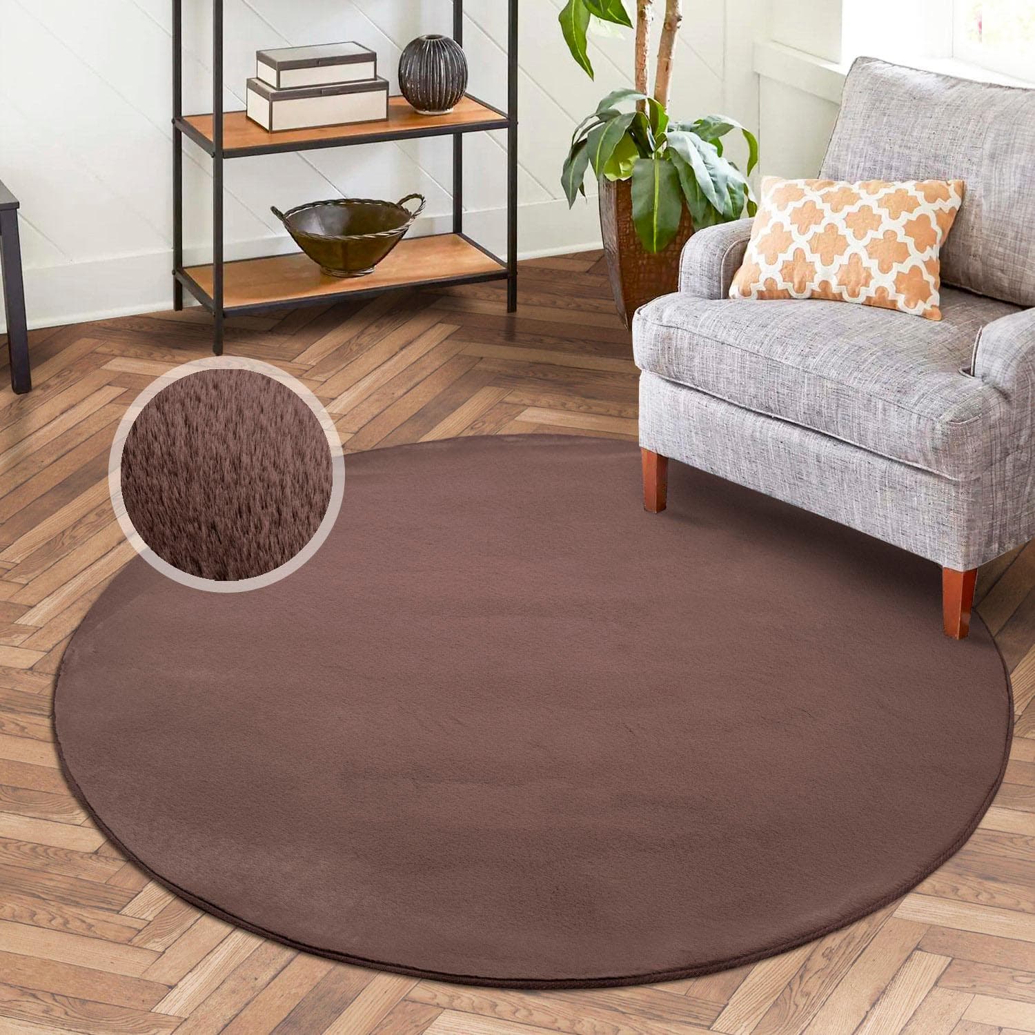 CARPET CITY TOPIA400 Hochflor-Teppich Taupe Dunkel Uni