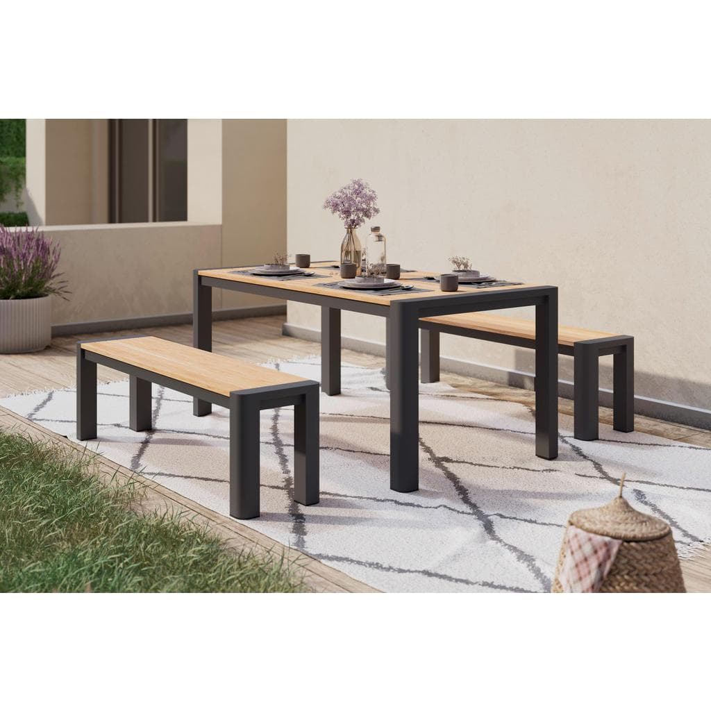Ambia Garden Gartentischgruppe Grau Teak Holz Metall 3-teilig
