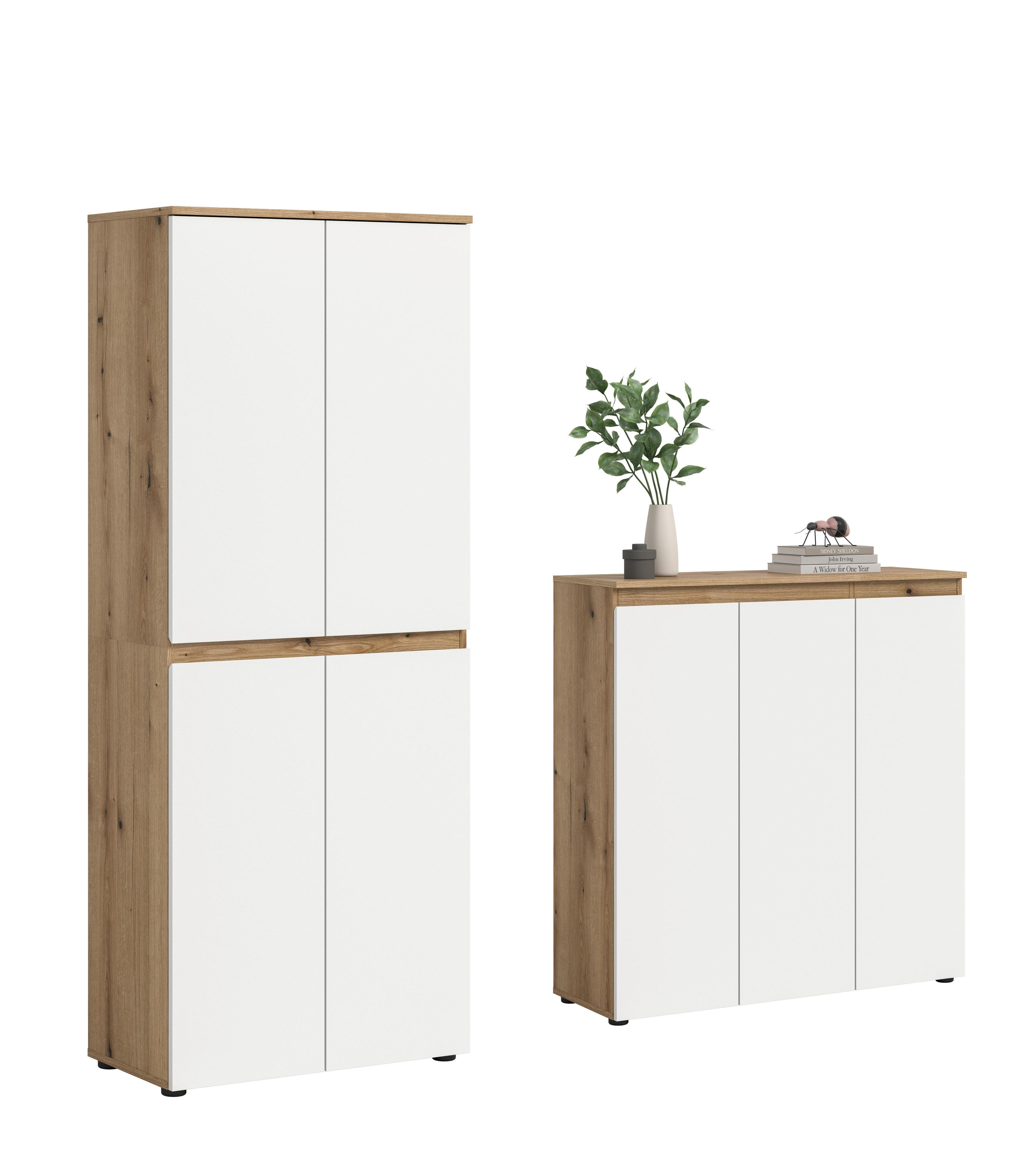 Garderobenschrank Scarpa Weiß/Eiche Modern