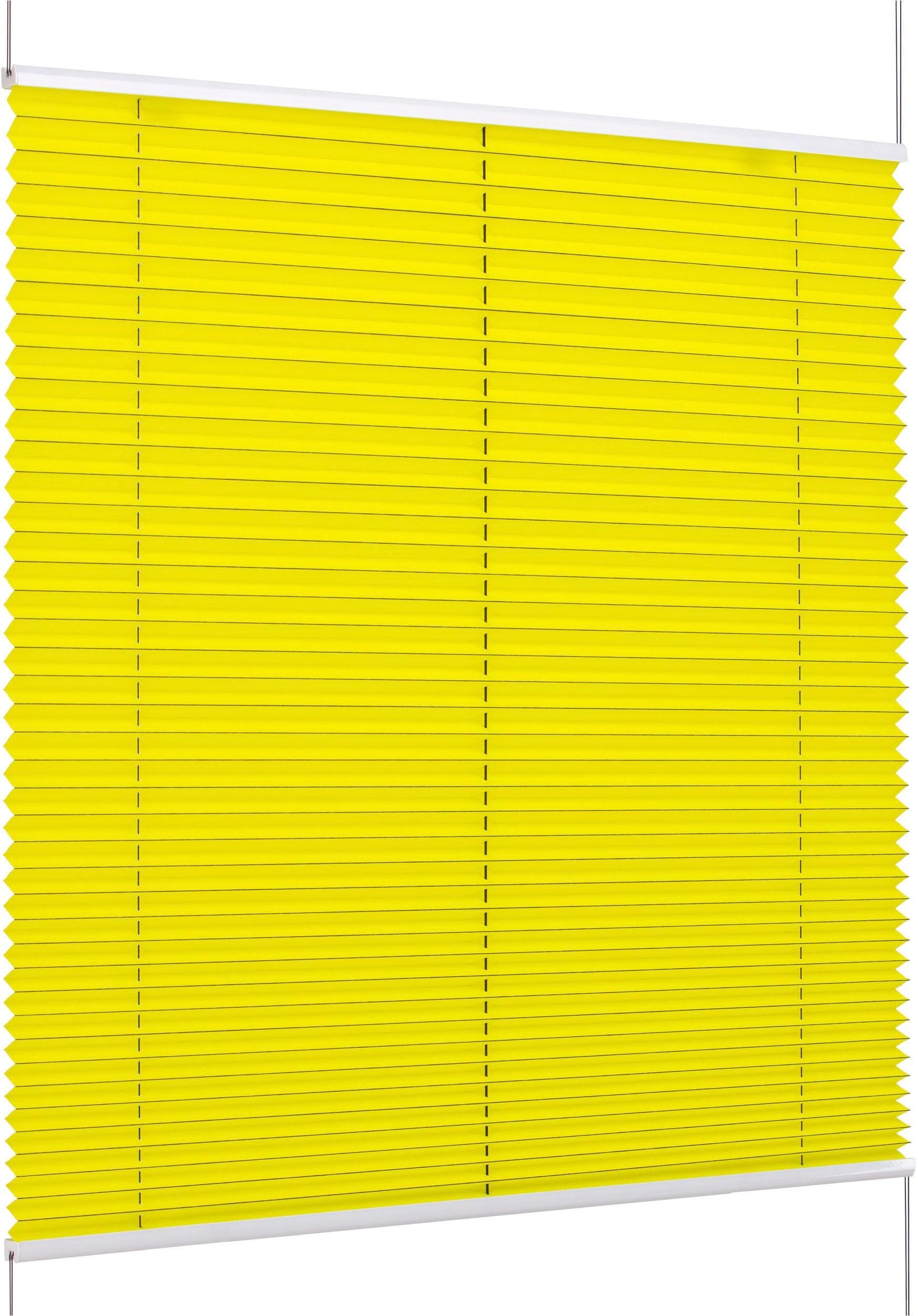 K-home Klemmfix Plissee Florida Stripe Gelb Weiß Querstreifen