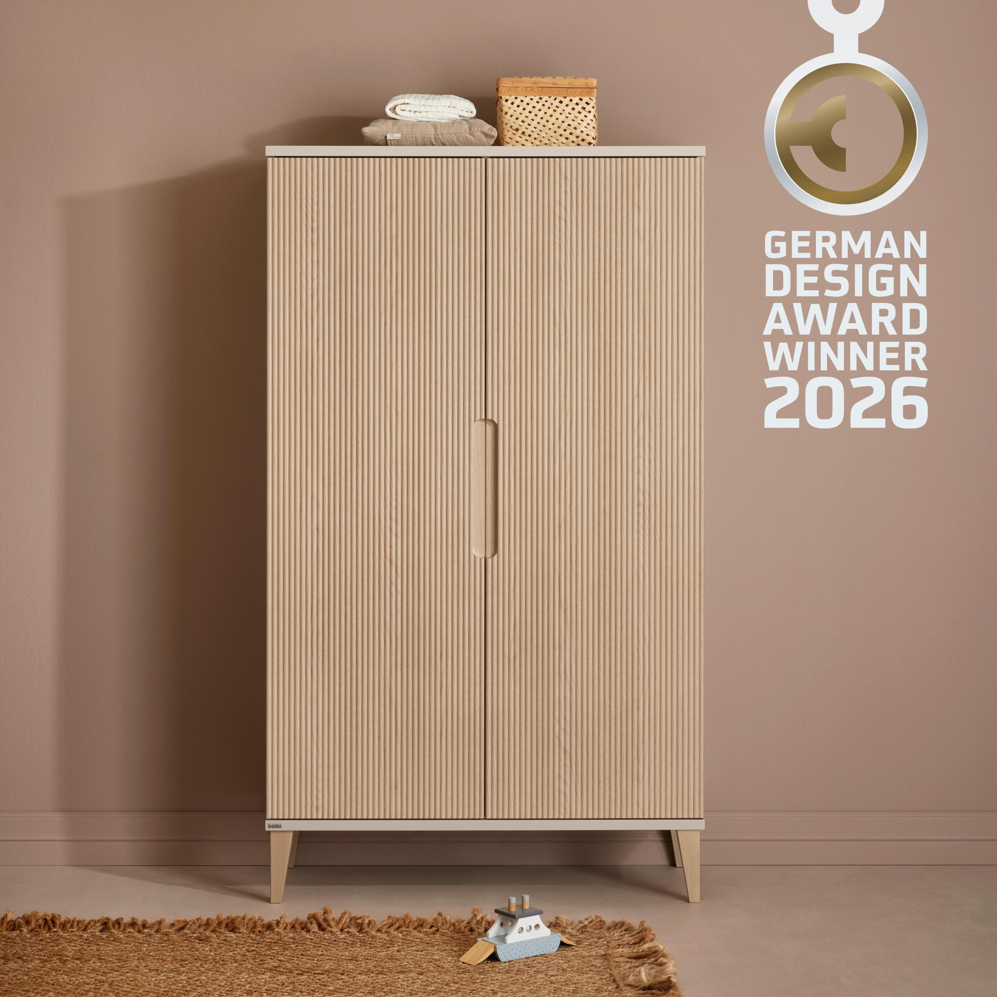 PAIDI JONTE Kleiderschrank Beige Eiche 2-Türer mit Soft-Close