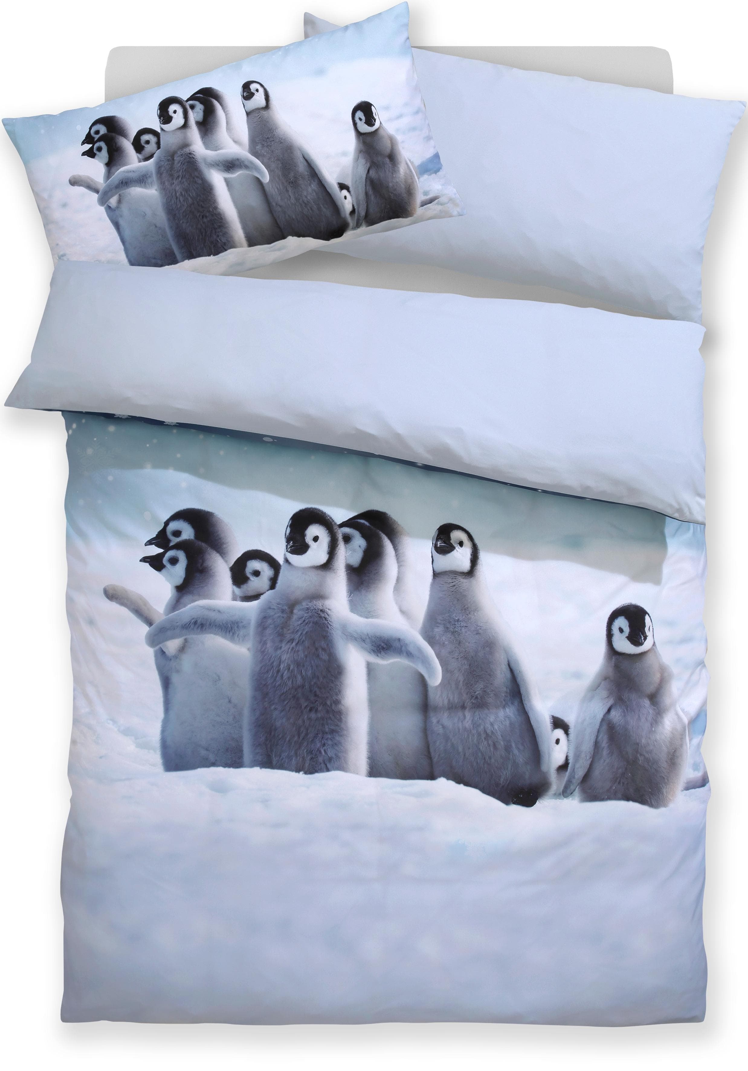 OTTO HOME Lyki Bettwäsche Set Bunt Pinguin Microfaser